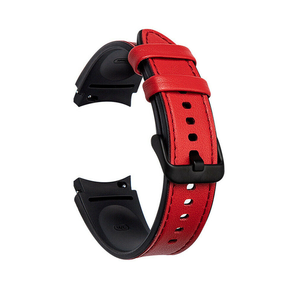 Leather Hybrid Strap, red, without a watch, 3/4 rear view