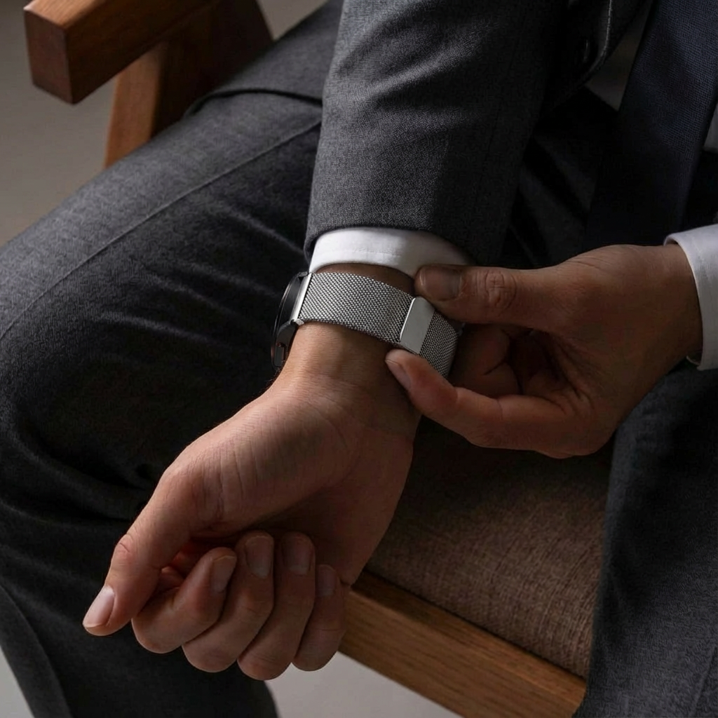 Bandz Samsung Galaxy Watch 4 - 44mm Milanese Loop Armband (Silber)