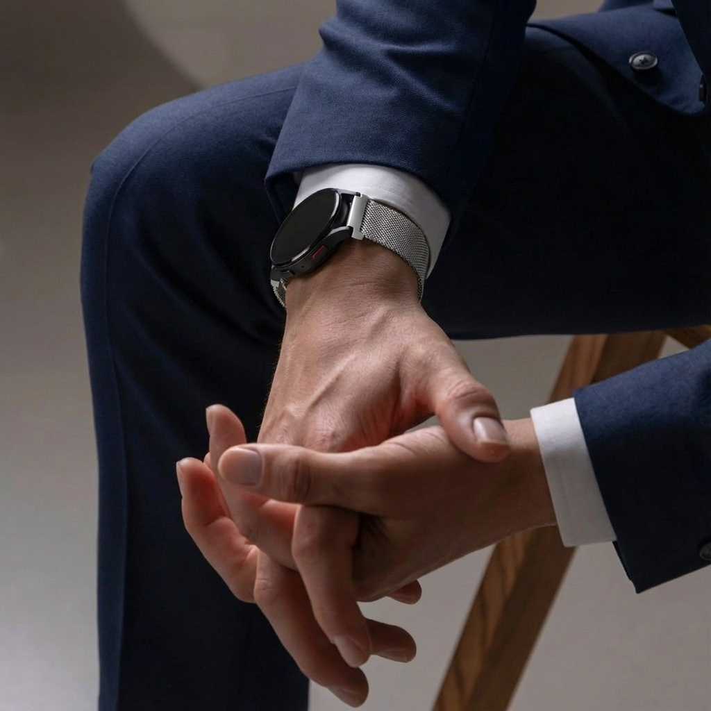 Bandz Samsung Galaxy Watch 4 - 44mm Milanese Loop Armband (Silber)