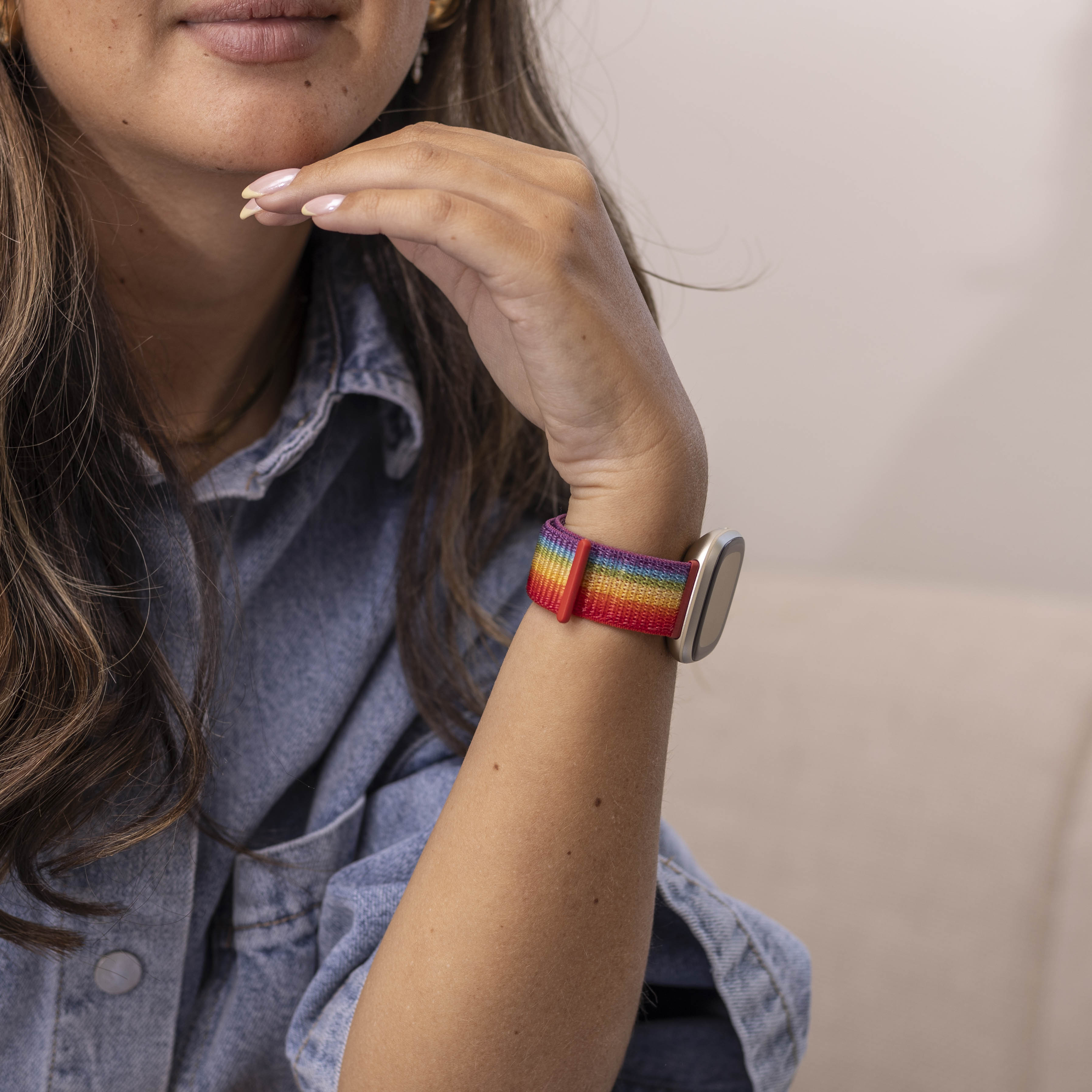 Fitbit Versa 3 Nylon Strap (Rainbow)