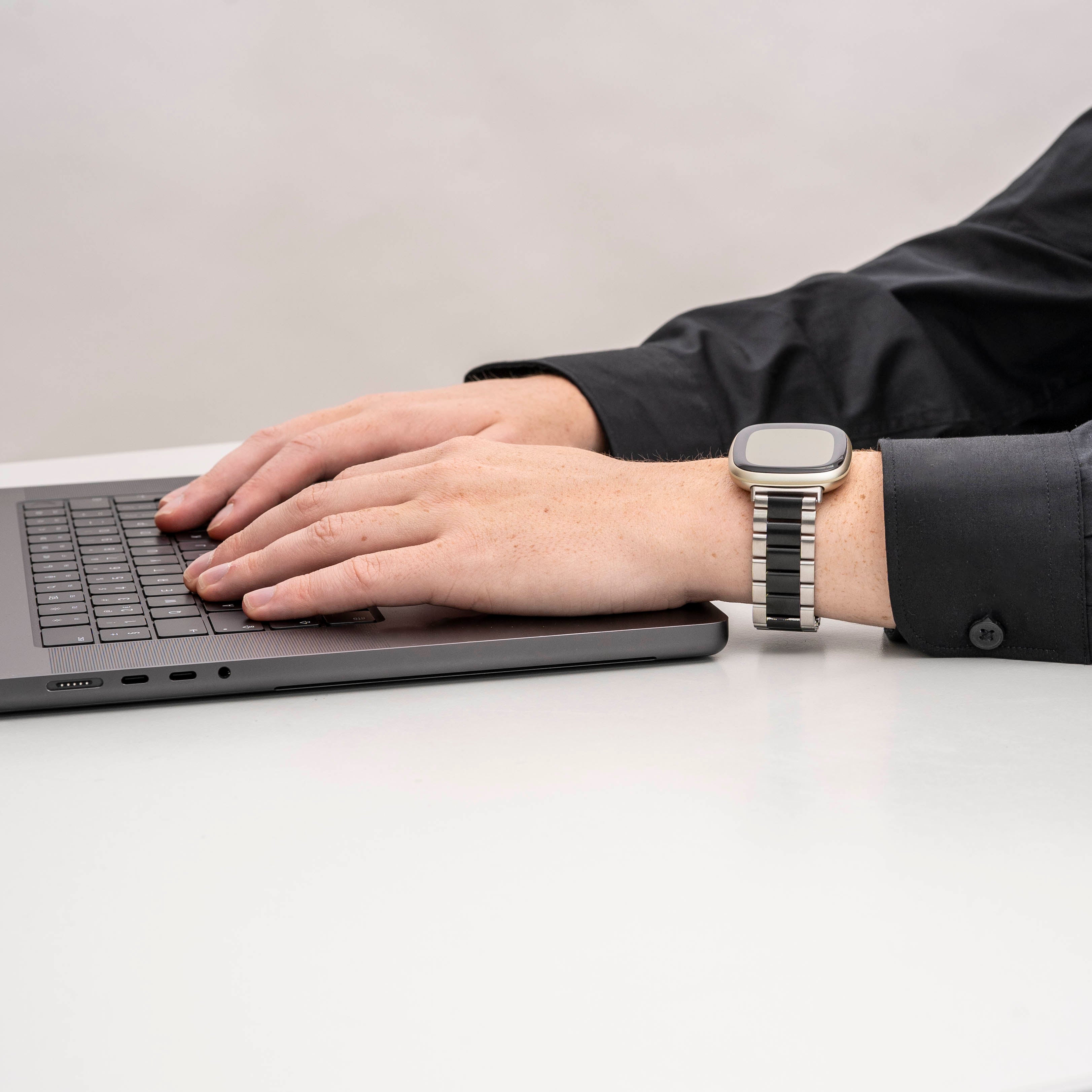 Fitbit Sense Link Strap (Silver/Black)