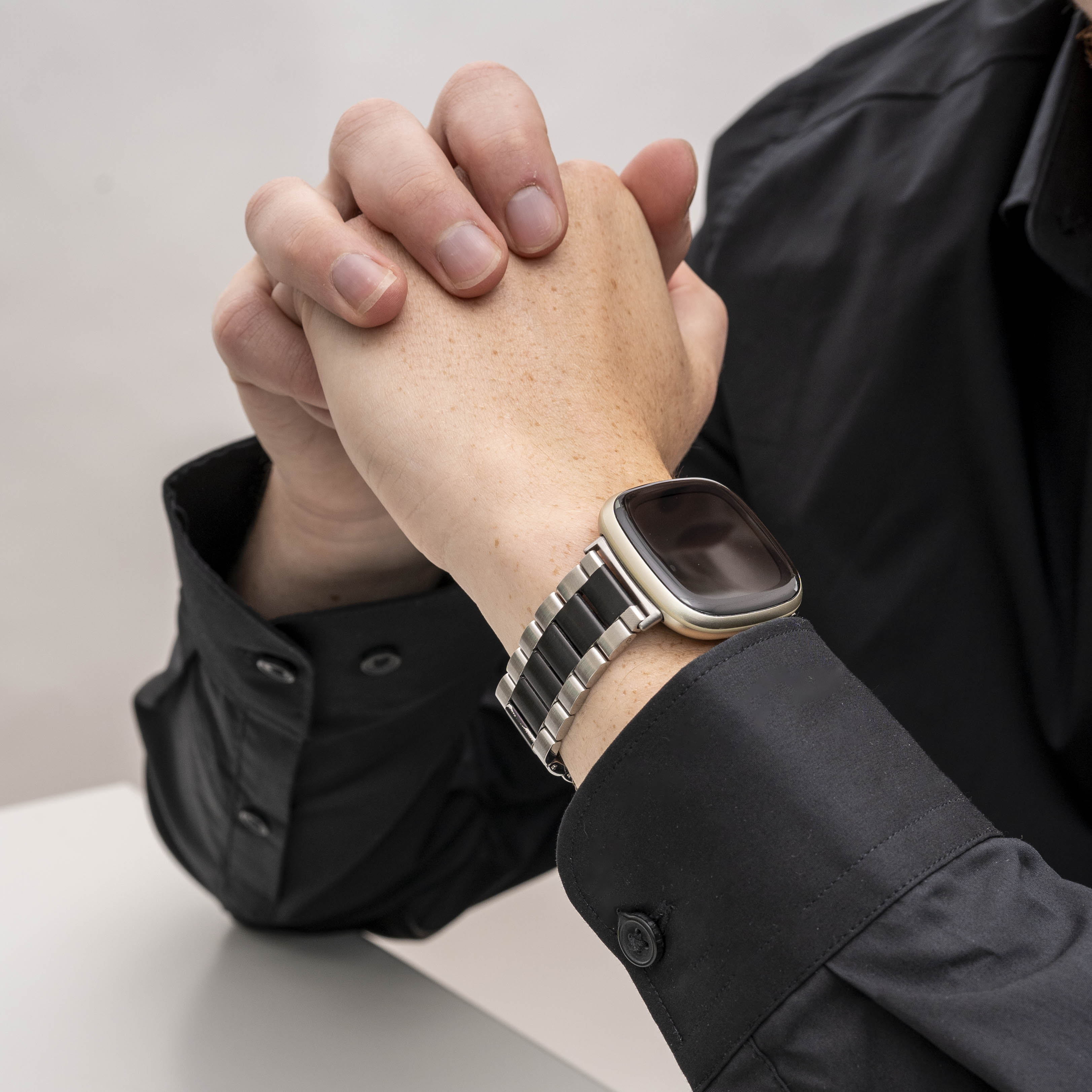 Fitbit Sense Link Strap (Silver/Black)