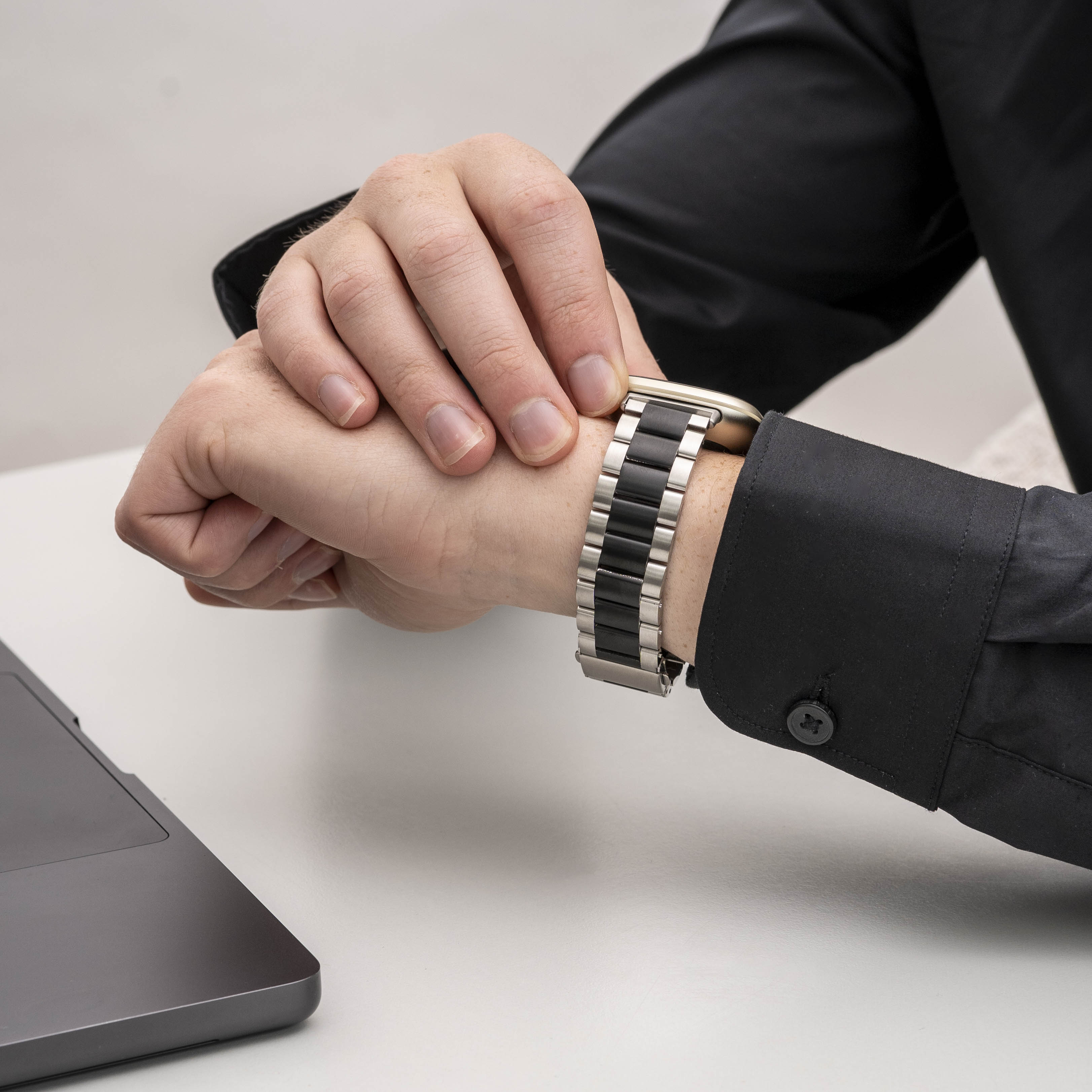 Fitbit Sense Link Strap (Silver/Black)