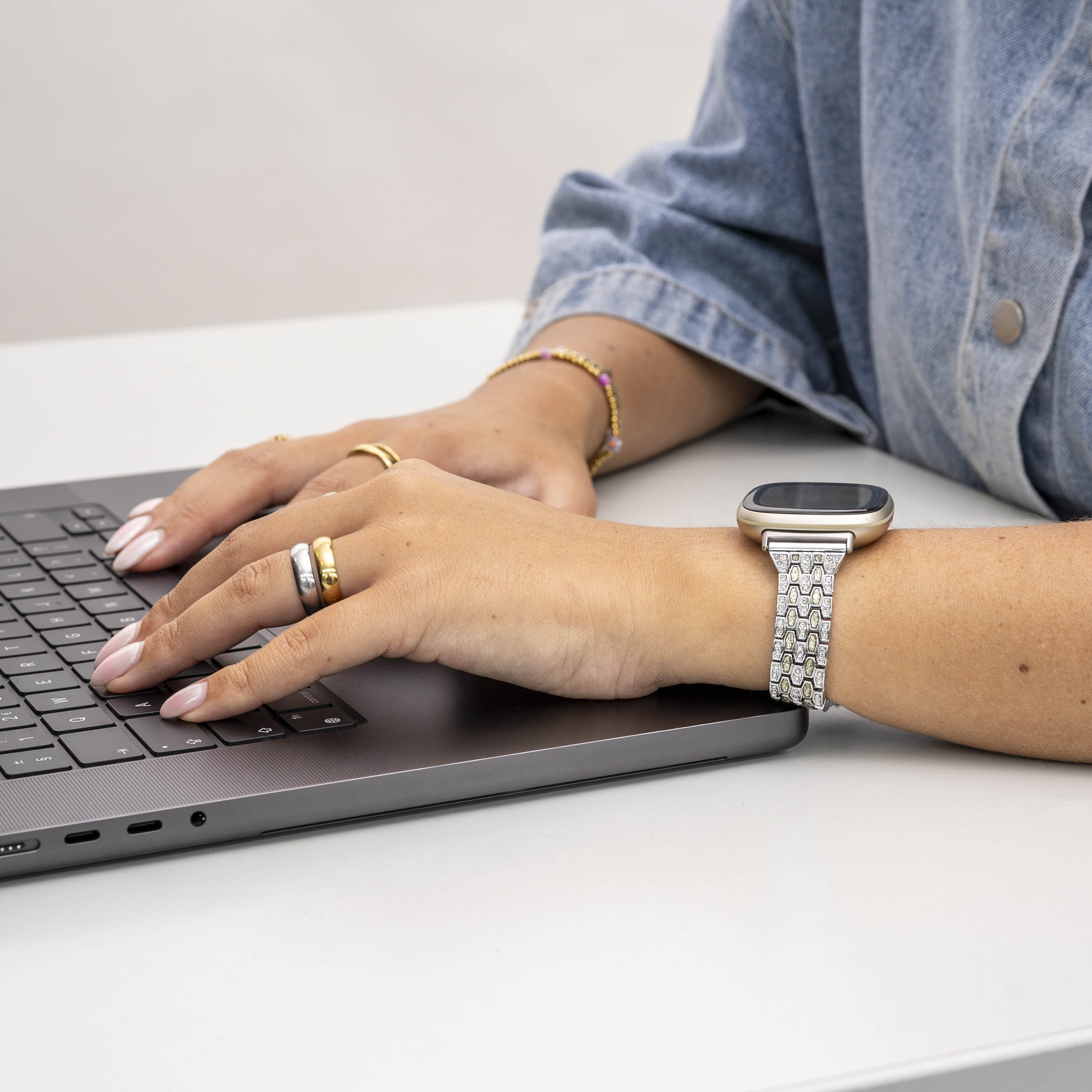Silver Diamond Fitbit Versa 3 Strap