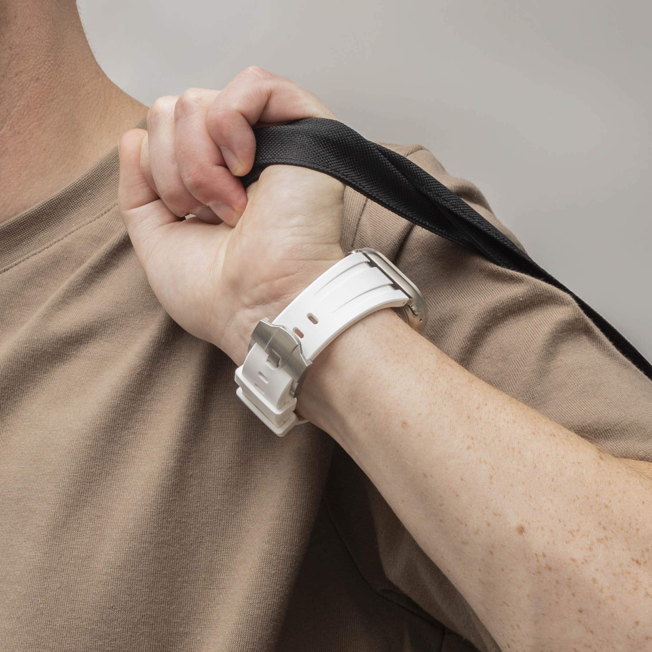 Apple Watch Luxus Liquid Silikonarmband (Weiß mit Silber)