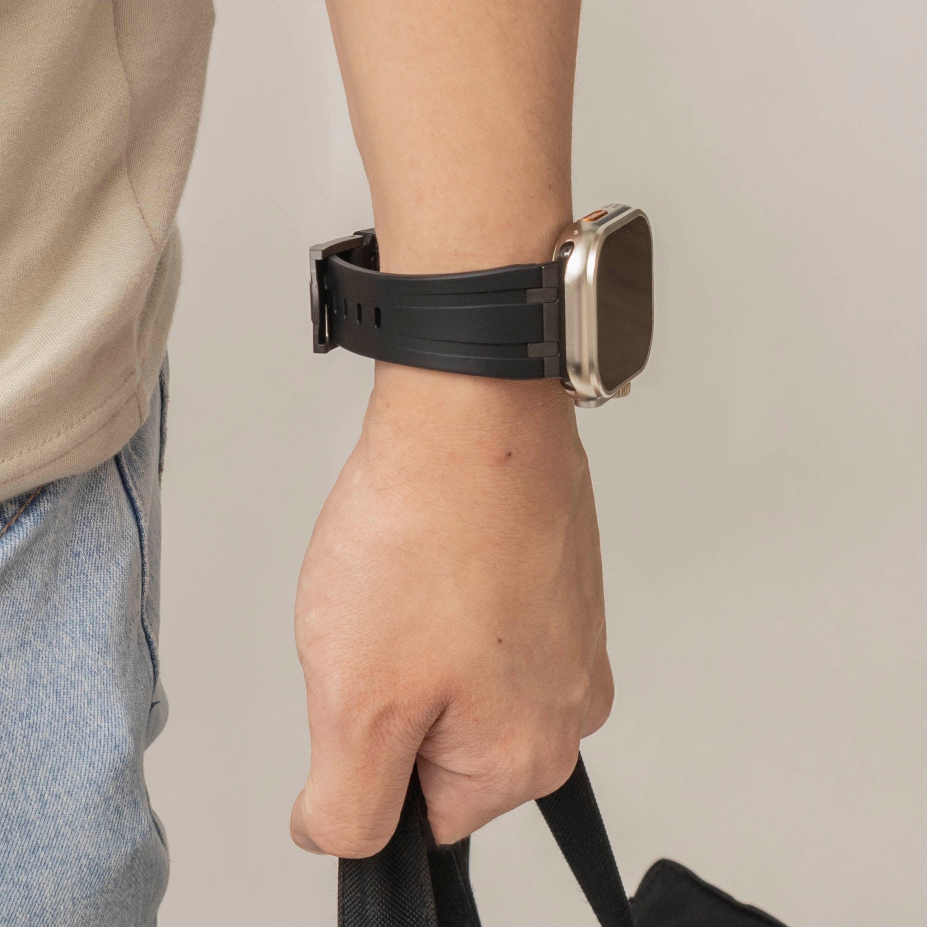 Apple Watch Luxus Liquid Silikonarmband (Schwarz)