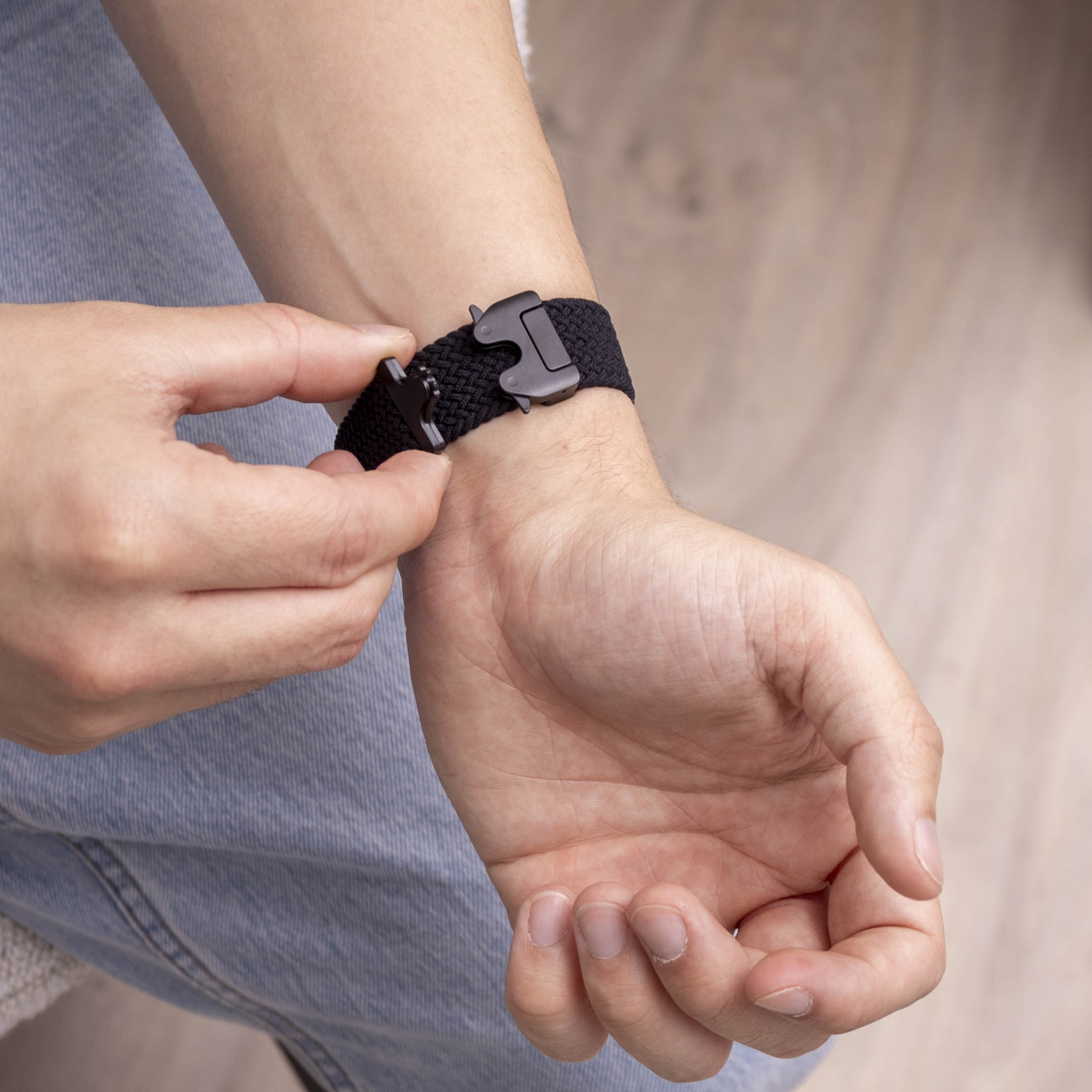 Samsung Galaxy Watch 8 - 44mm Geflochtenes Armband mit P-Schnalle (Schwarz)