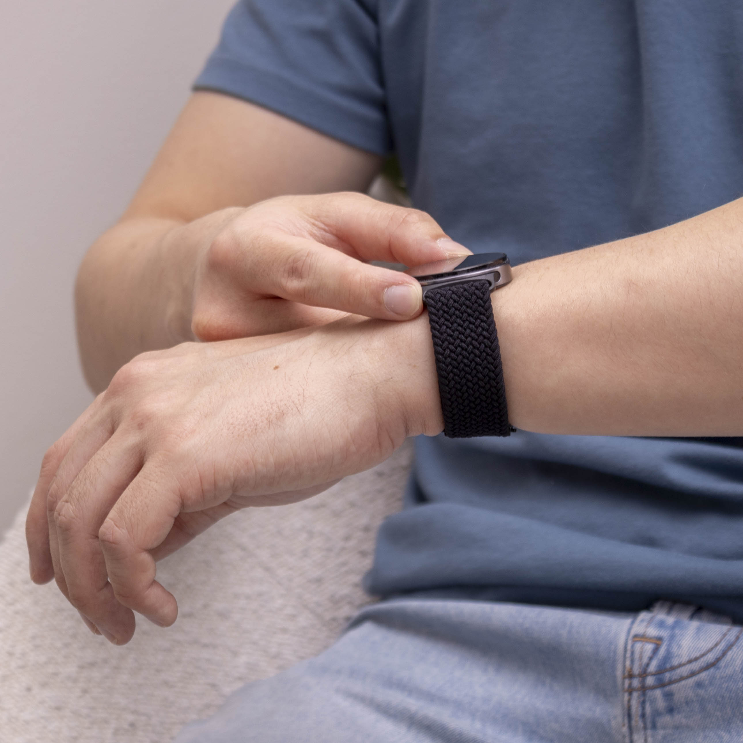 Samsung Galaxy Watch 8 - 44mm Geflochtenes Armband mit P-Schnalle (Schwarz)