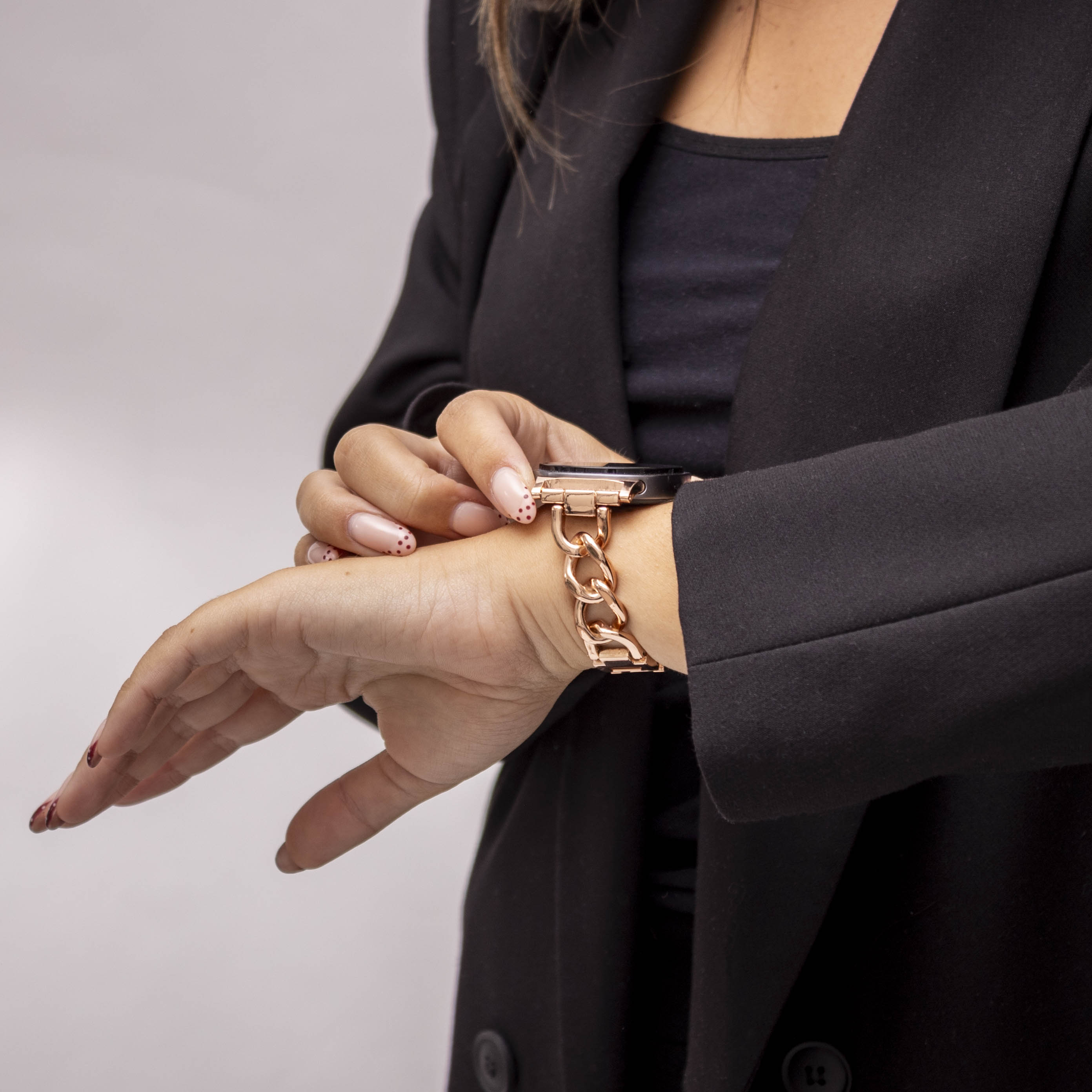 Samsung Galaxy Watch 8 Classic Steel Chain Strap (Rose Gold)