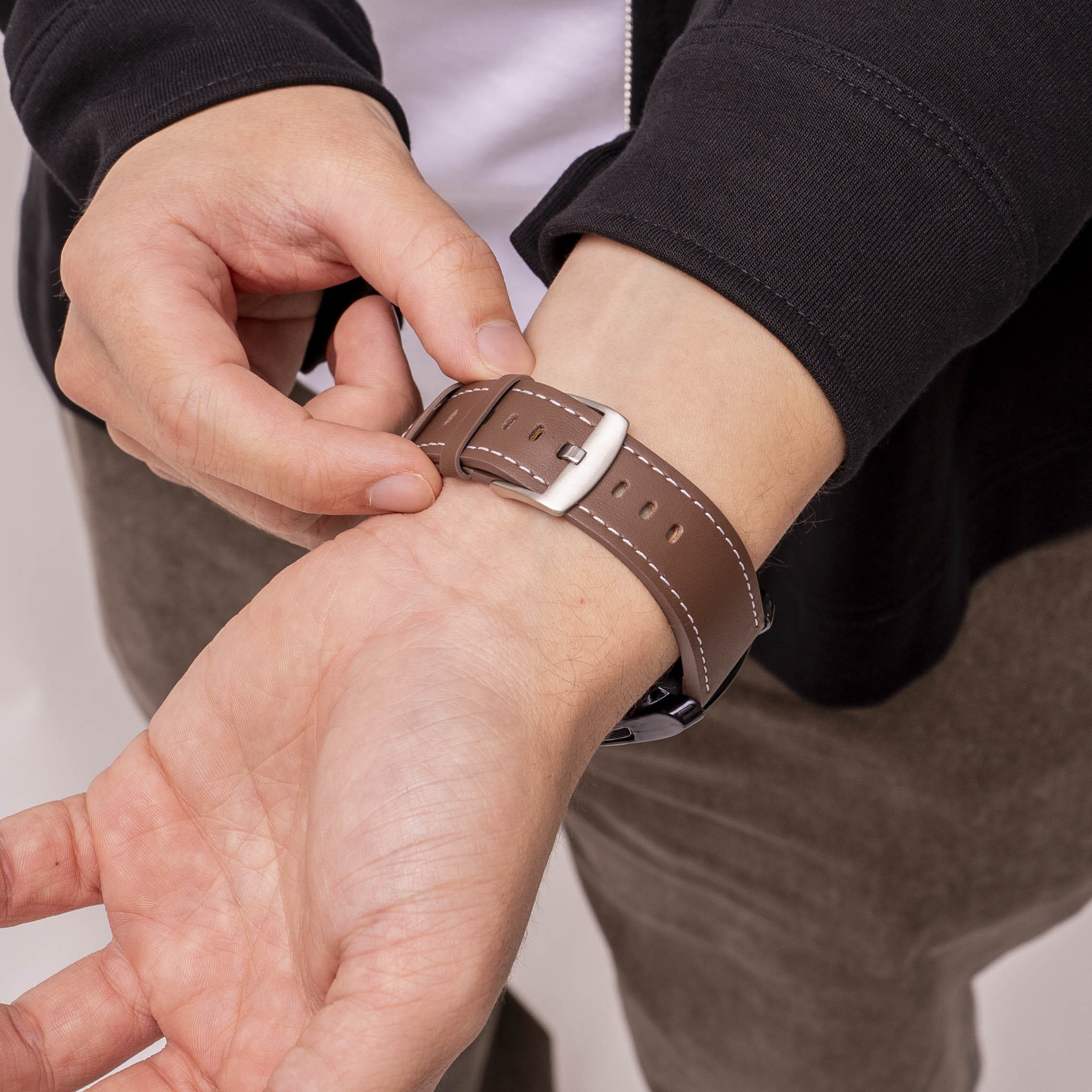 Fossil Gen 6 44mm 'ein Push' Leder-Armband (dunkelbraun)