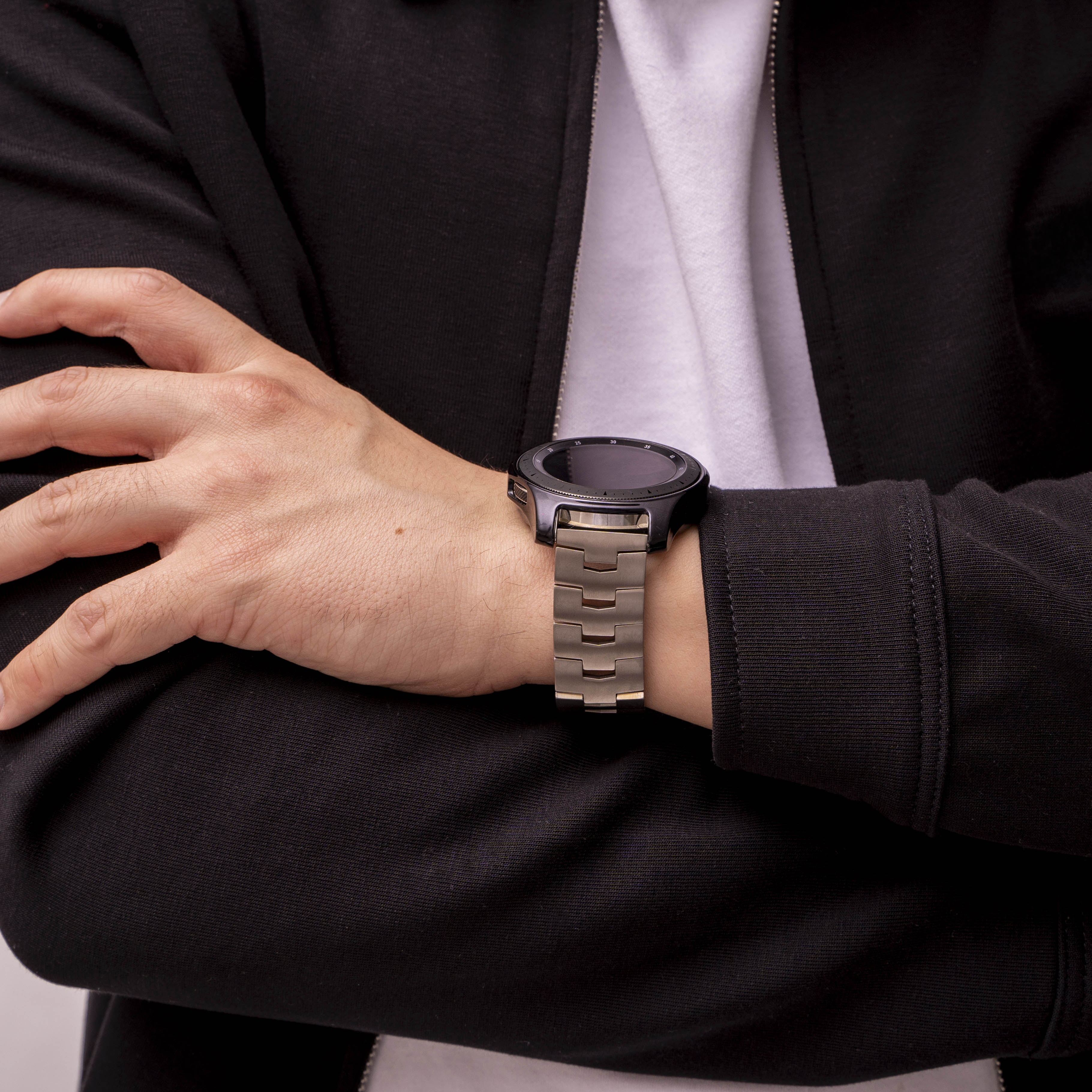 Fossil Gen 6 - 44mm Titan 'Grain' Armband (flacher Verschluss) (Silber)