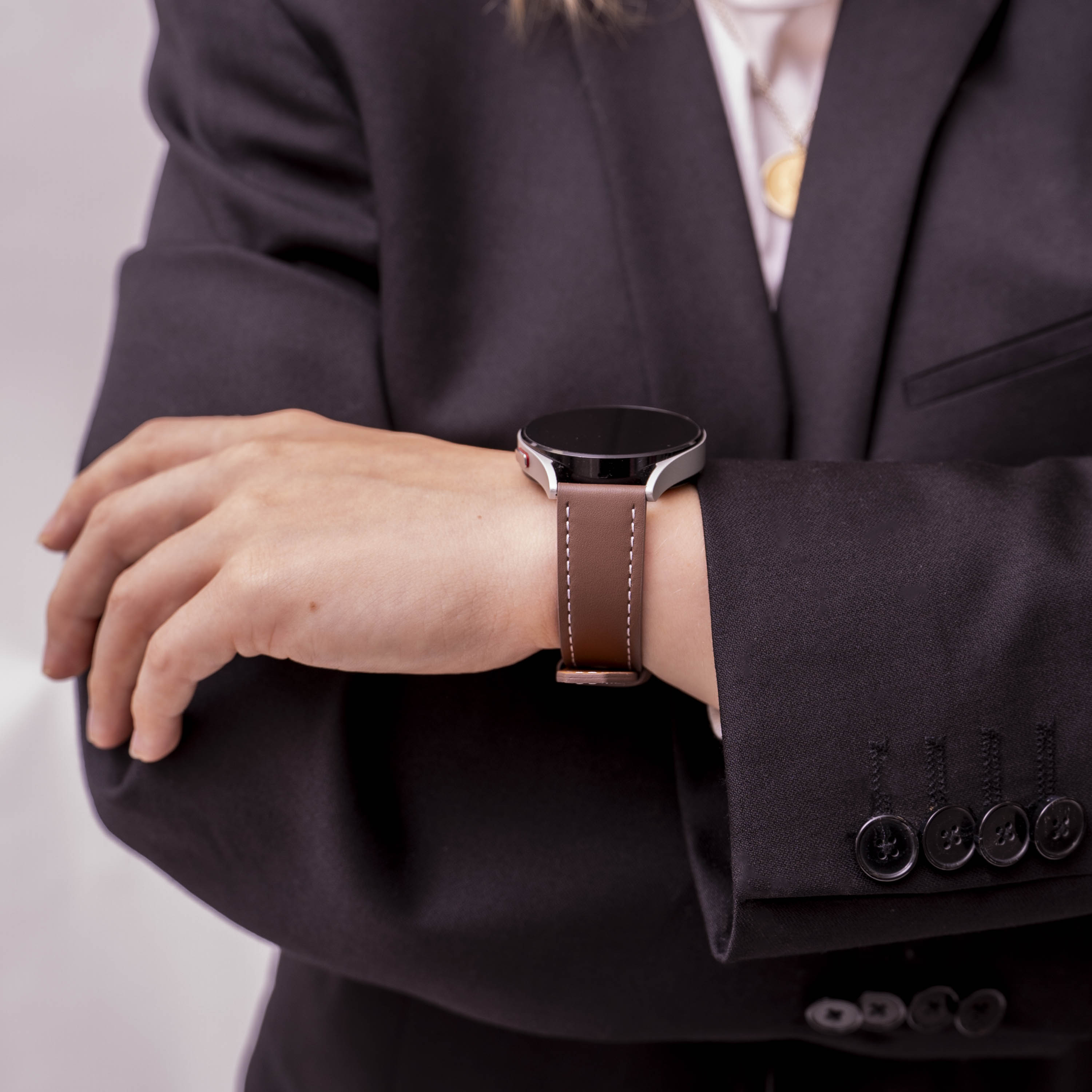 Withings Steel HR - 40mm 'One Push' Lederarmband (Dunkelbraun)