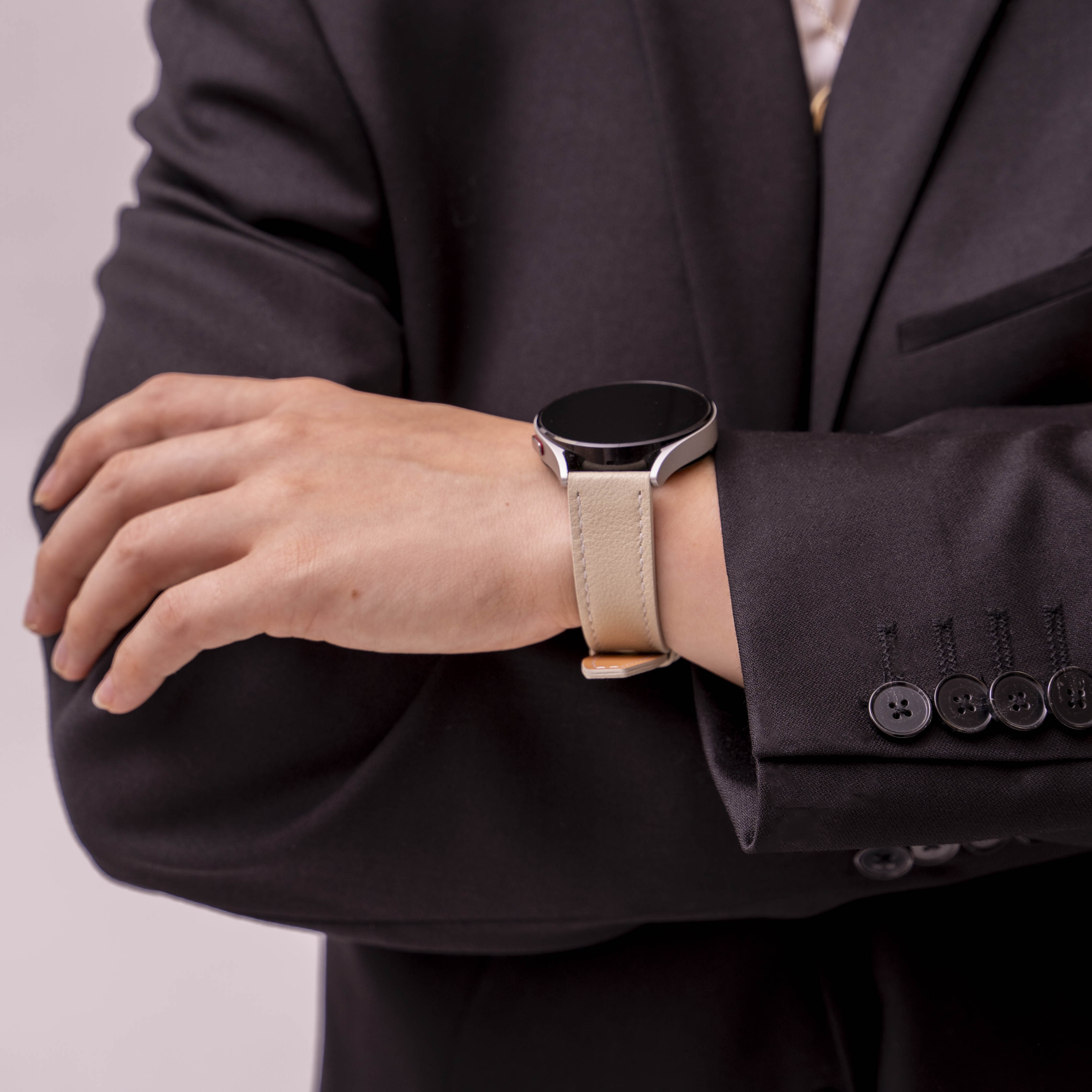 Xiaomi Amazfit Bip 'One Push' Lederarmband (Beige)