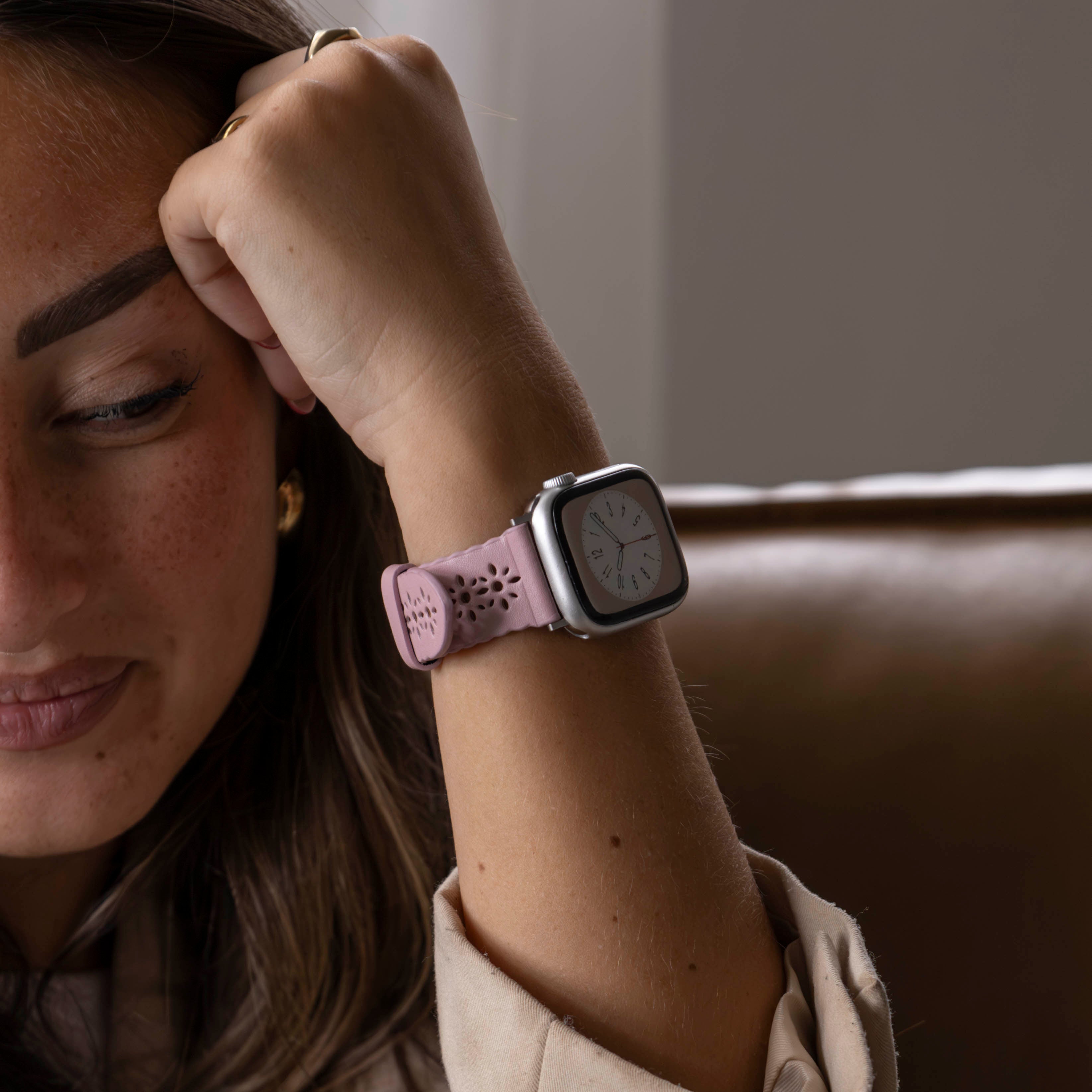 Apple Watch Silikonarmband mit Muster (Rosa)