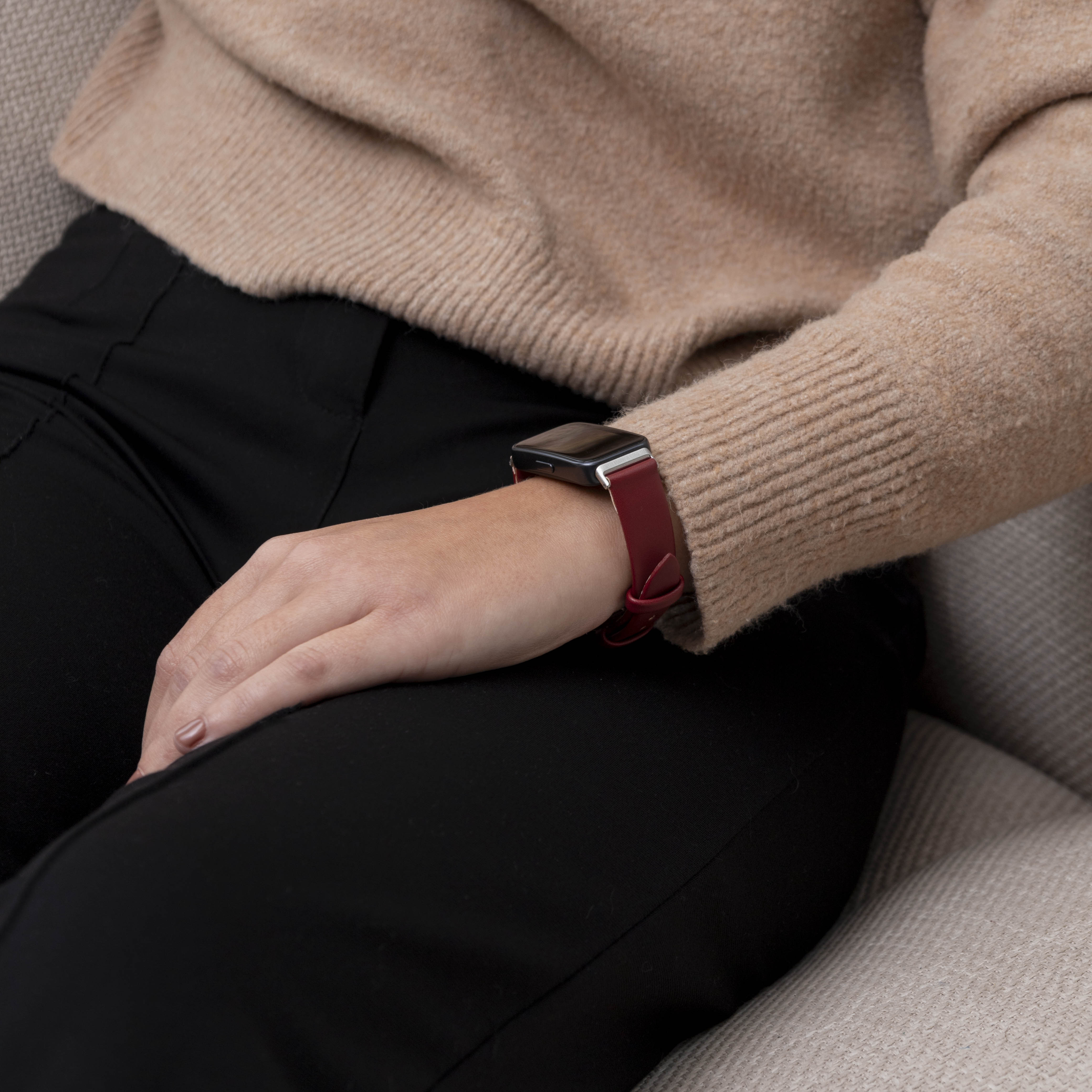 Huawei Band 8 Leder Armband (Weinrot)