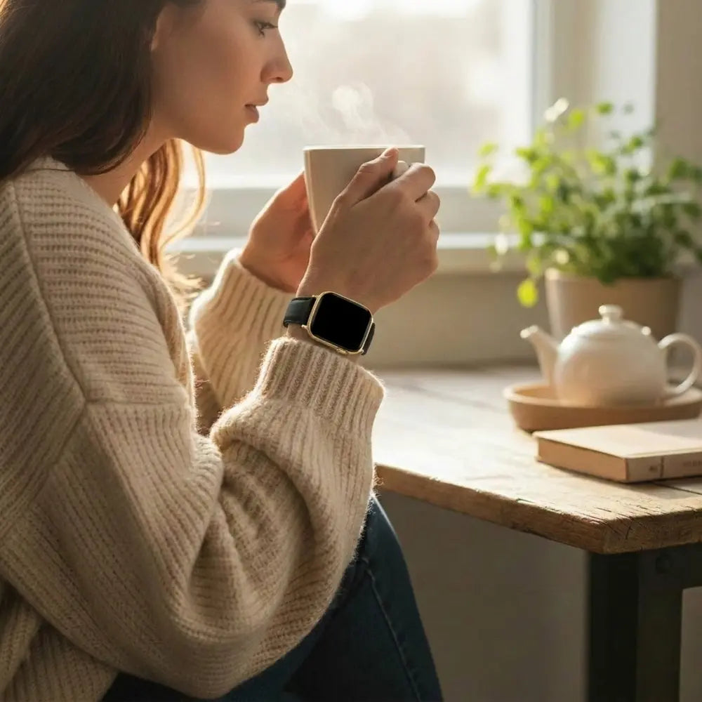 Bandz Apple Watch Leather Strap 'D-Type' (Black)