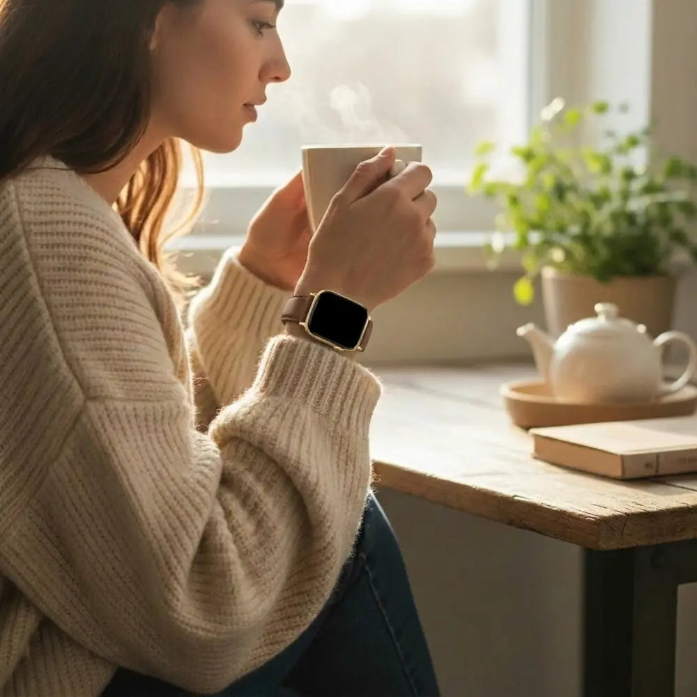 Bandz Apple Watch Leather Strap 'D-Type' (Dark Brown)