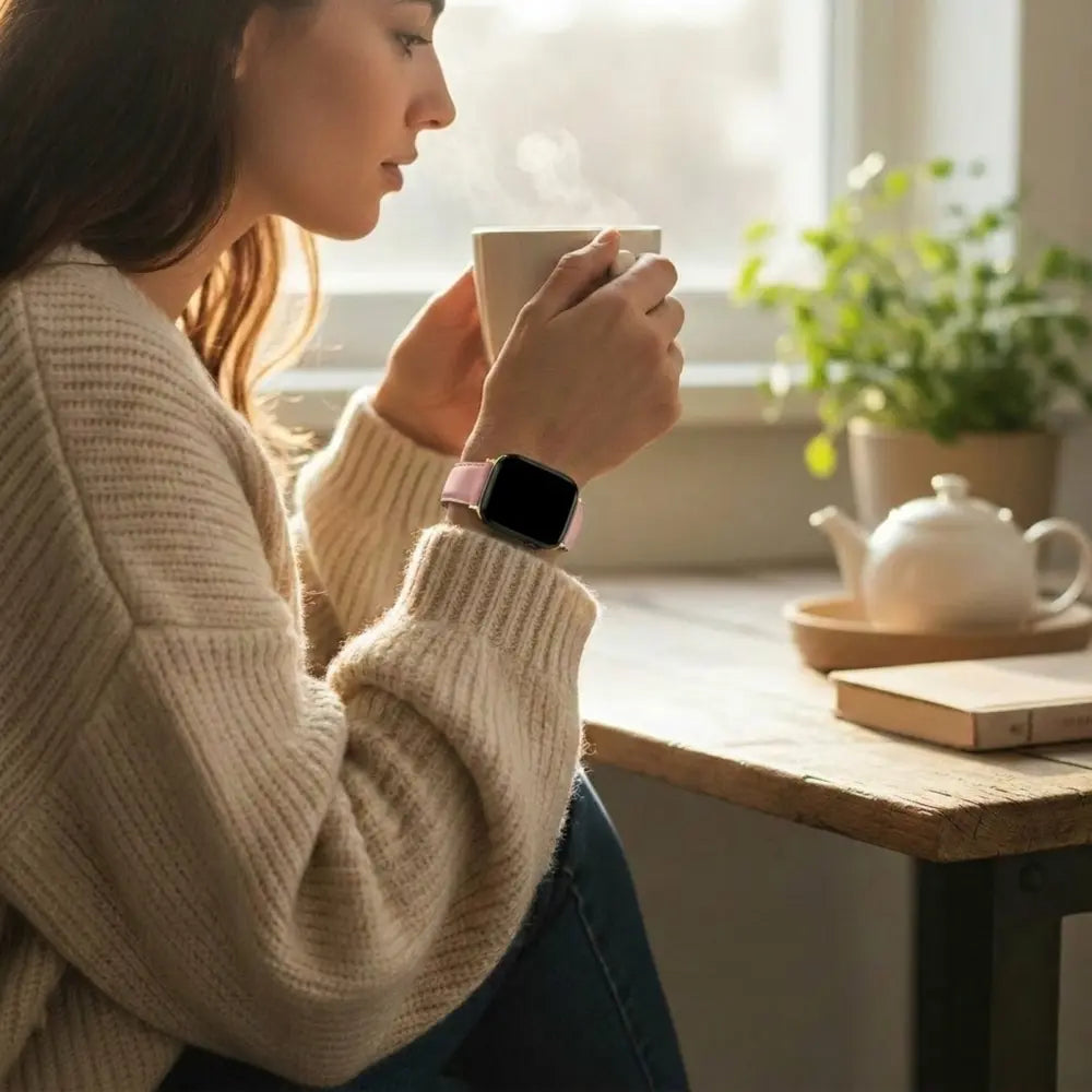 Bandz Apple Watch Leather Strap 'D-Type' (Pink)