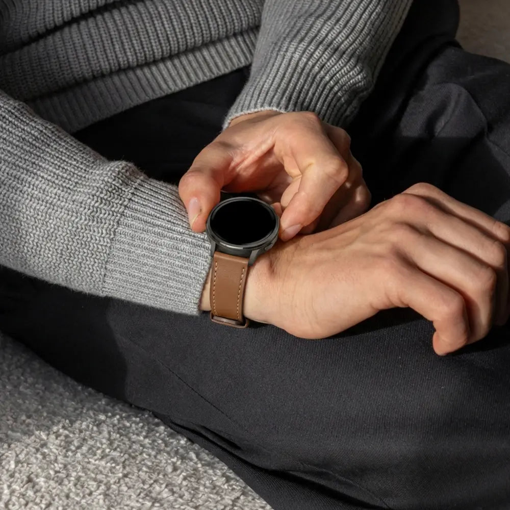 Bandz Garmin Forerunner 570 - 47mm Leather Strap 'Deluxe' (Brown)