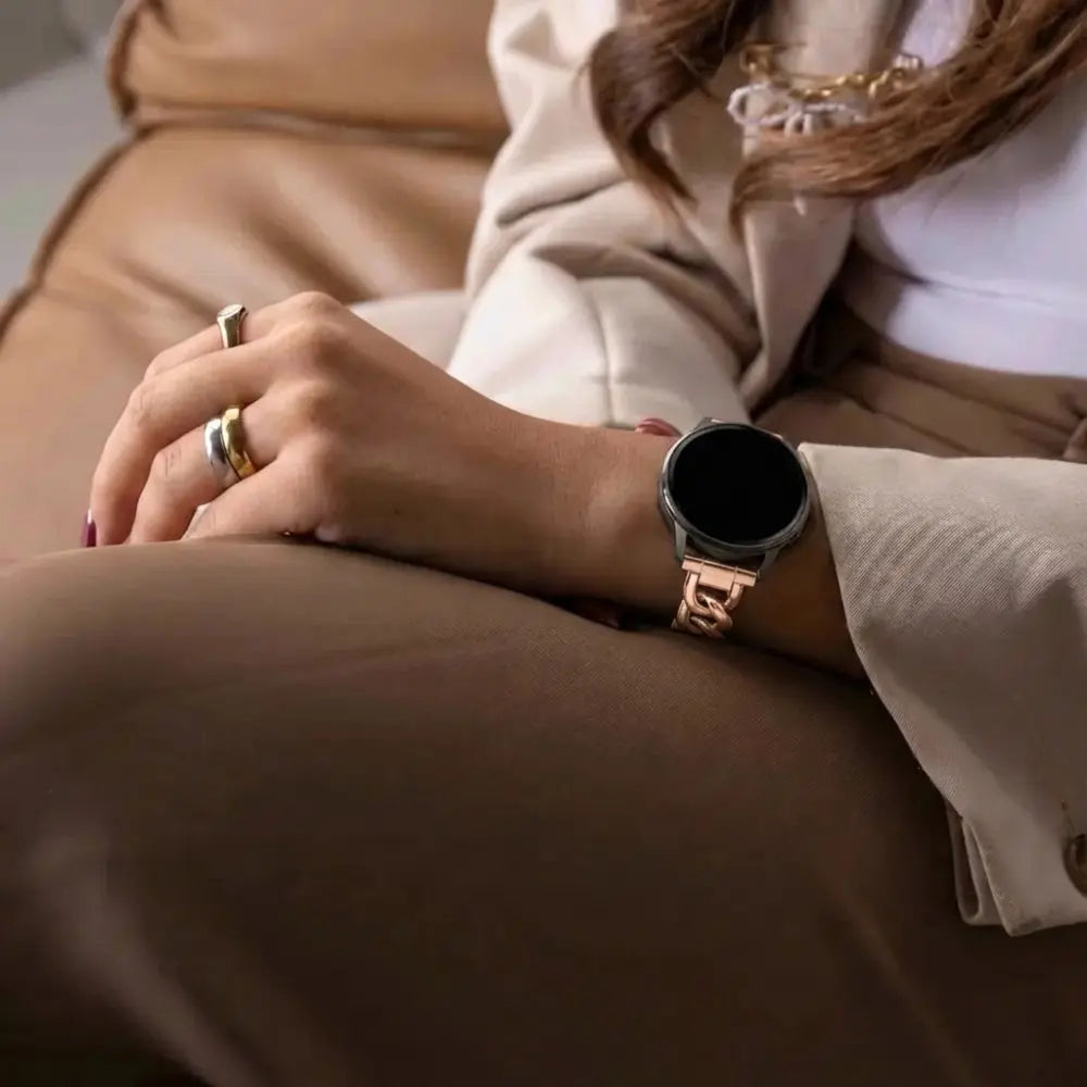 Bandz Garmin Vivomove 3s Metallarmband 'Chains' (Roségold)