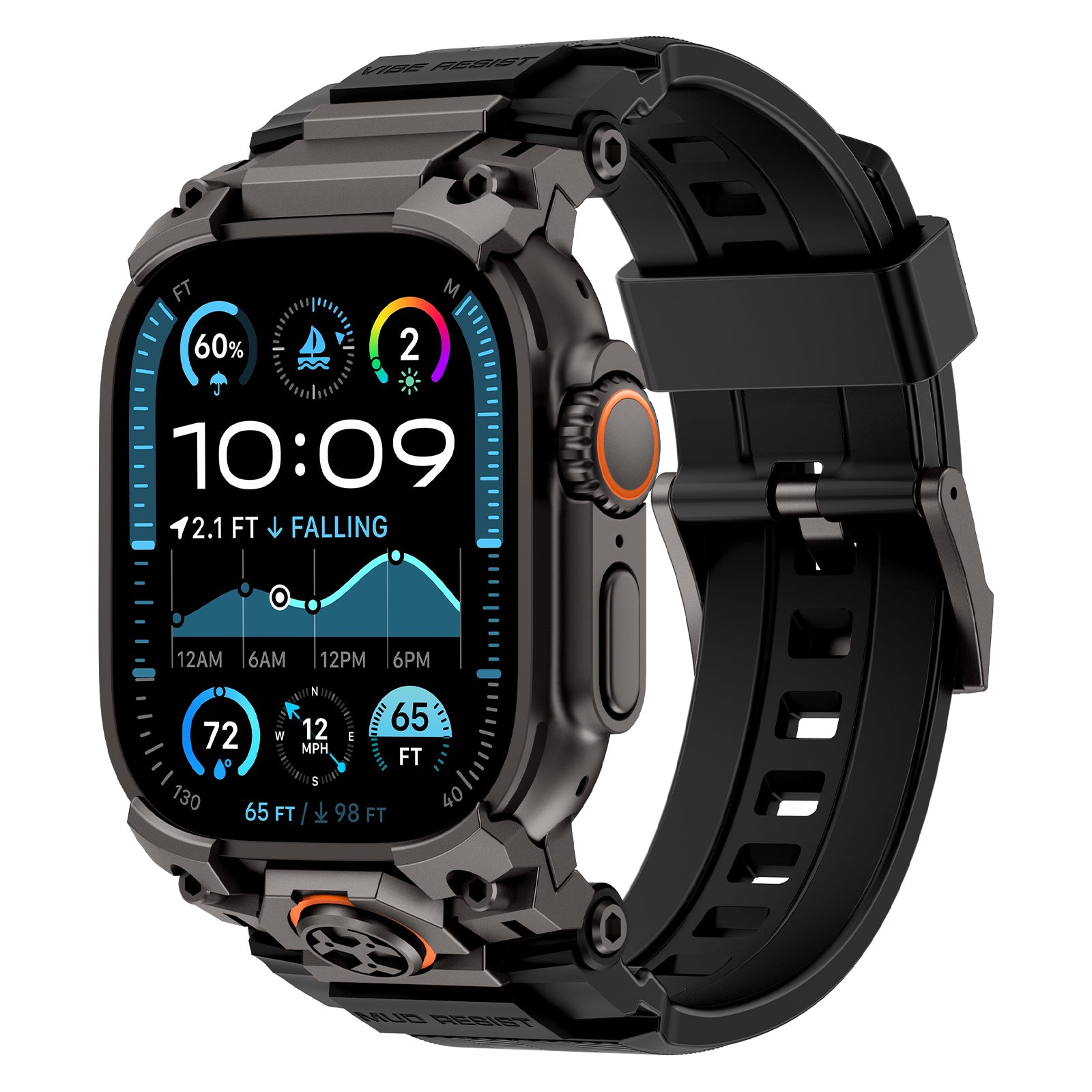 Apple Watch 'Four Claw' Silikonarmband (Schwarz)