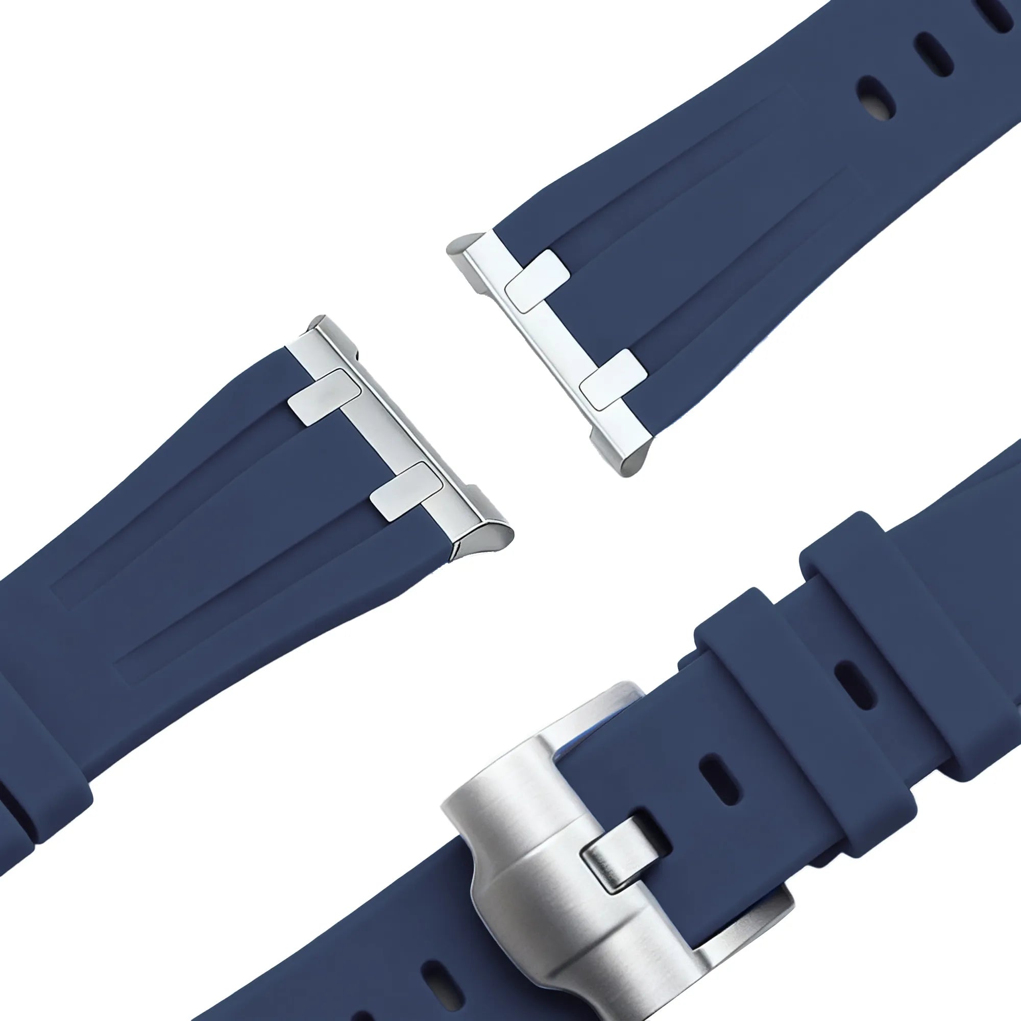 Bandz Samsung Galaxy Watch 8 - 44mm Silikonarmband 'Luxe Liquid' (Dunkel Blau)