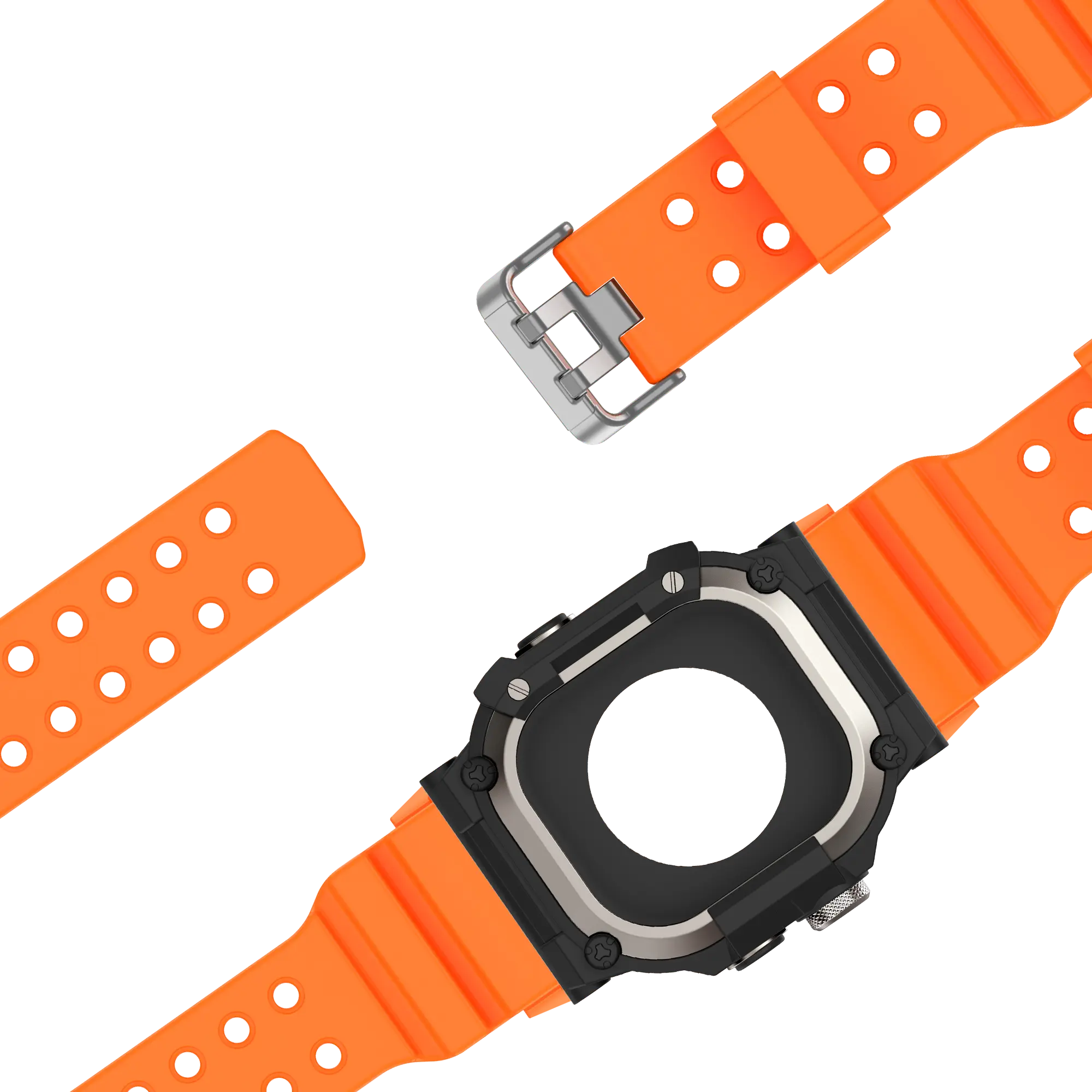 Bandz Apple Watch Ultra TPU Armband mit Case (Orange/Titan)