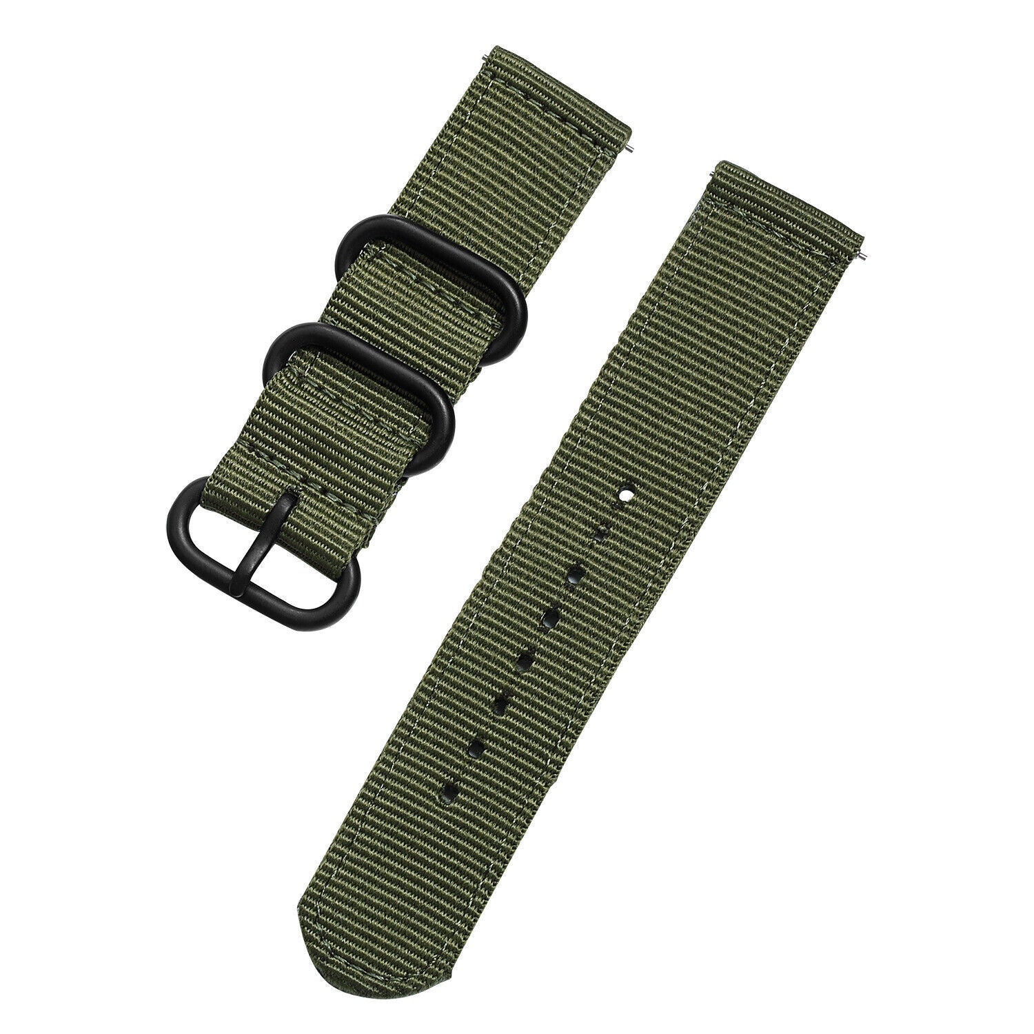 Nylon Buckle Strap, green, laid flat, separate parts, direct top view