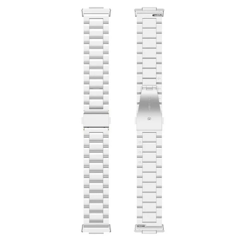 Steel Strap, silver, laid flat, separate parts, direct top view