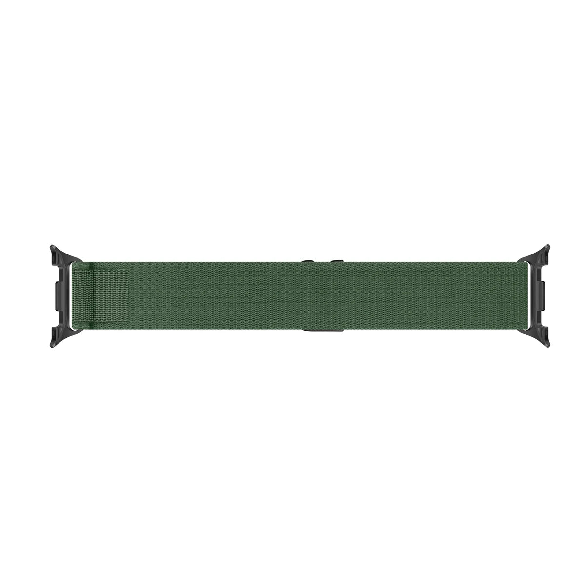 Alpine Nylon Strap, army green, laid flat, joined, direct top view