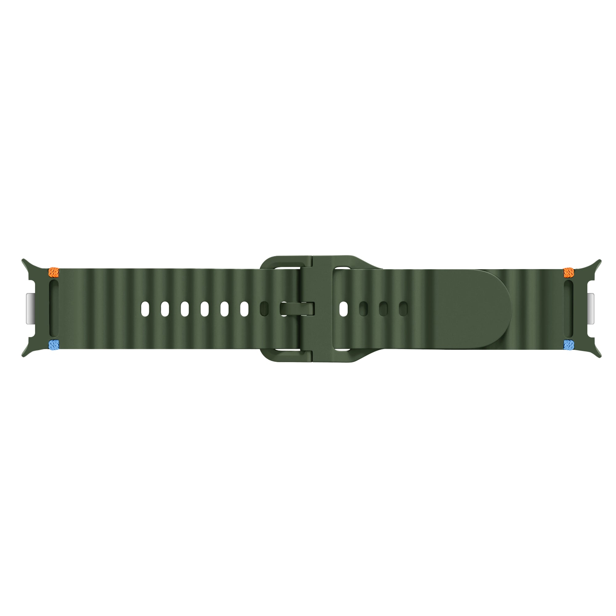 Samsung Galaxy Watch 8 - 44mm Wave Silikonarmband (Olivgrün)