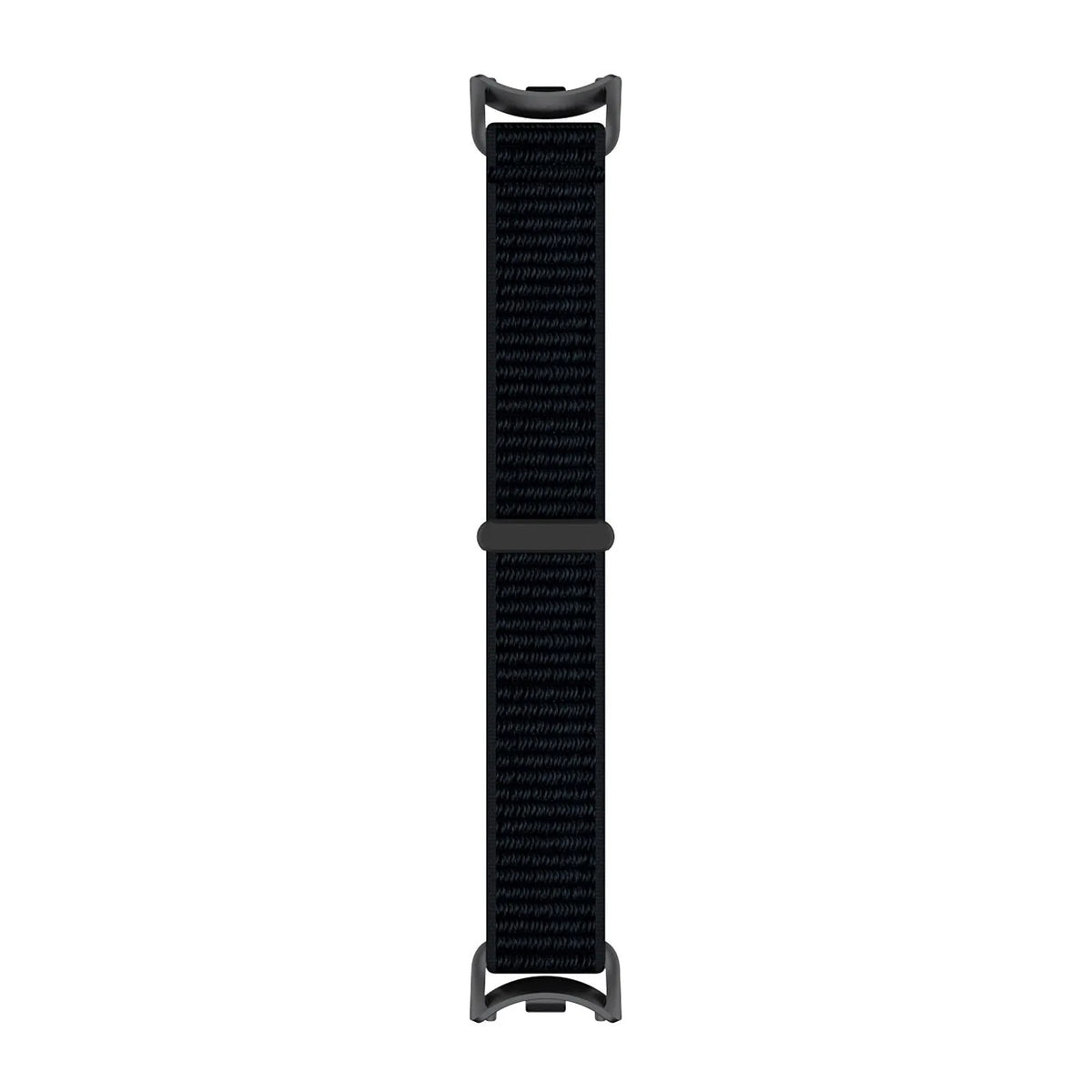 Modern Nylon Strap, black, laid flat, joined, direct top view