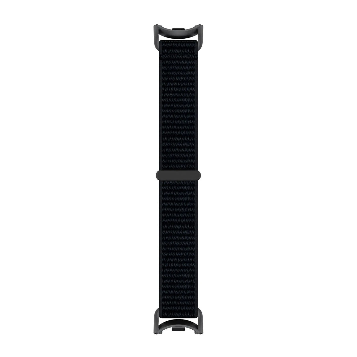 Modern Nylon Strap, black, laid flat, joined, direct top view
