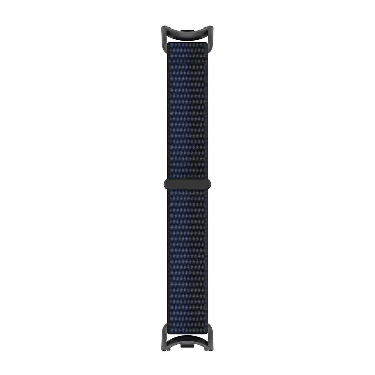 Modern Nylon Strap, dark blue, laid flat, joined, direct top view