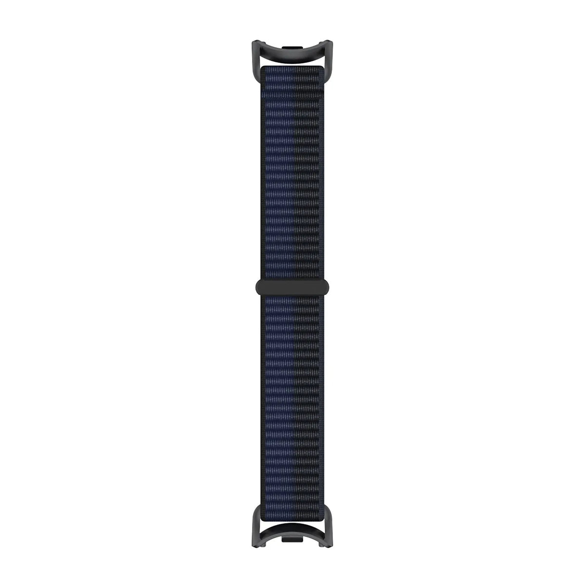 Modern Nylon Strap, dark blue, laid flat, joined, direct top view