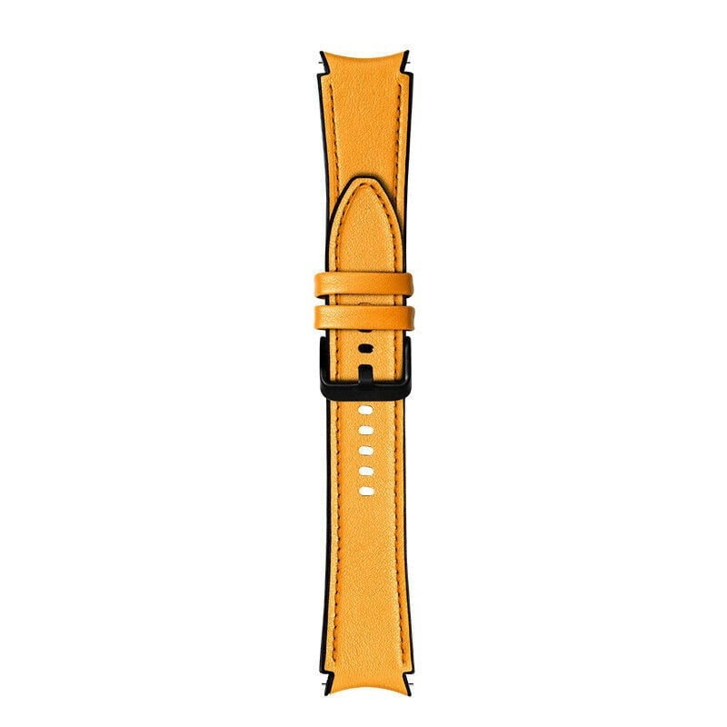 Leather Hybrid Strap, yellow, laid flat, joined, direct top view