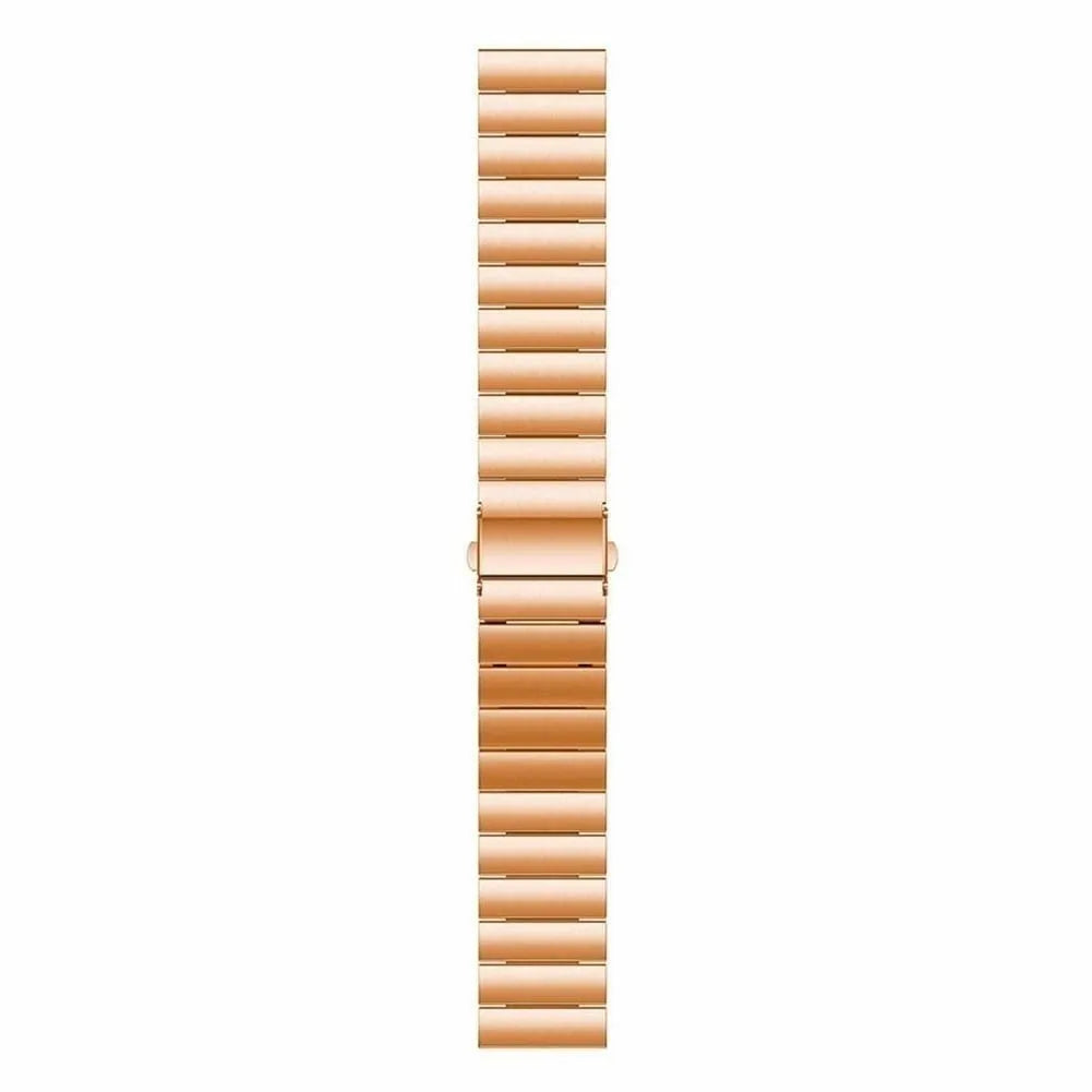 Premium Metal Strap, rose gold, laid flat, joined, direct top view
