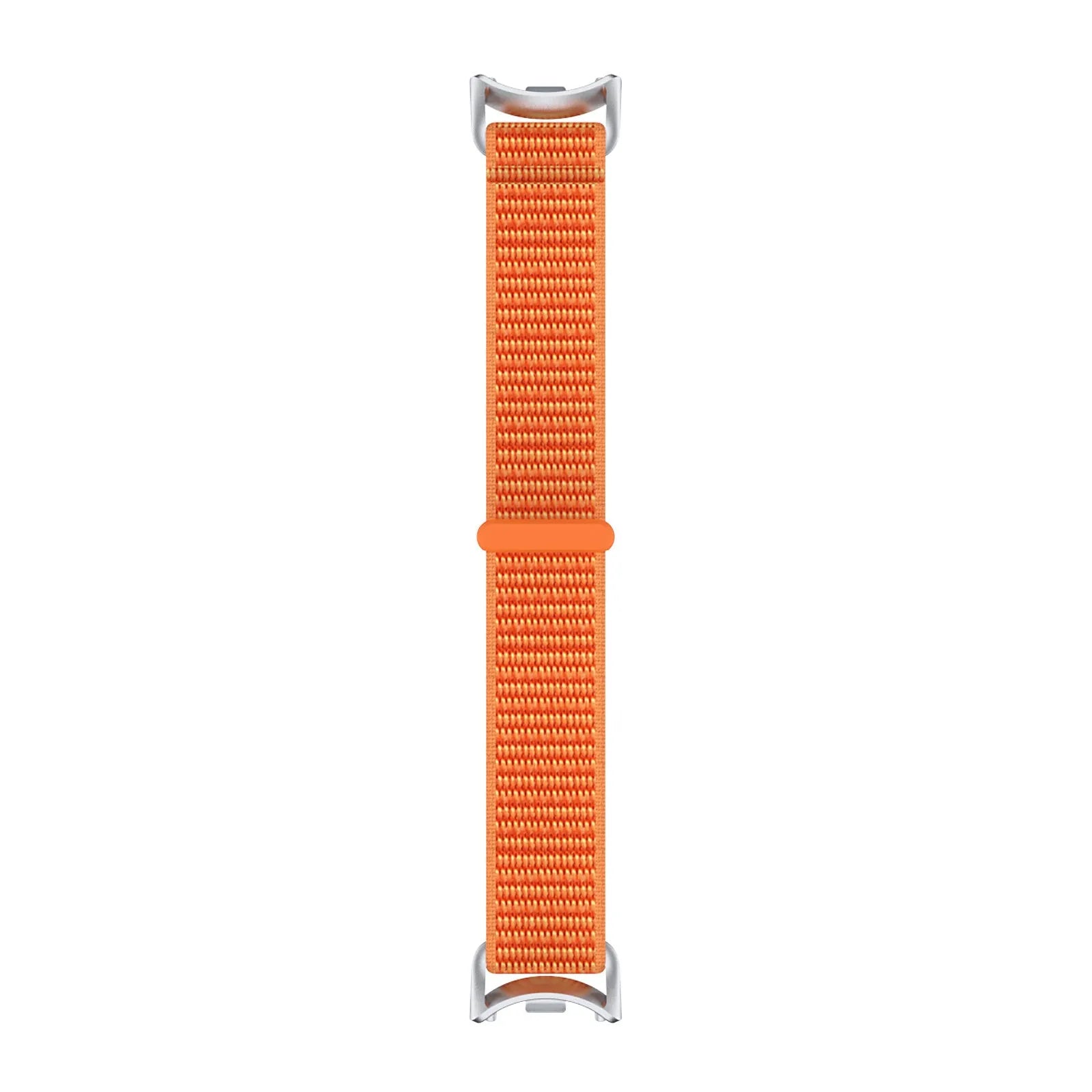 Modern Nylon Strap, orange, laid flat, joined, direct top view