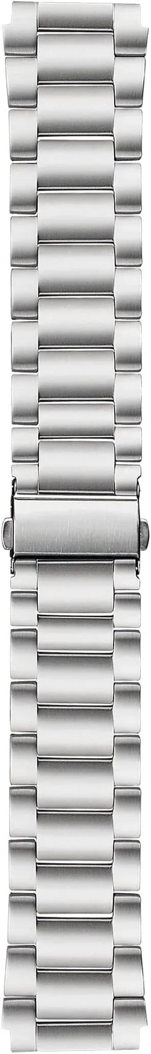 Titanium Strap, silver, laid flat, joined, direct top view