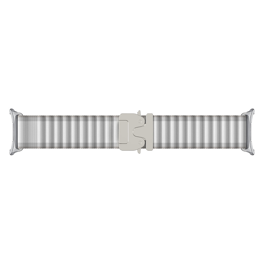 Samsung Galaxy Watch 9 - 40mm Outdoor Nylonarmband mit P-Schnalle (Weiß mit Silber)