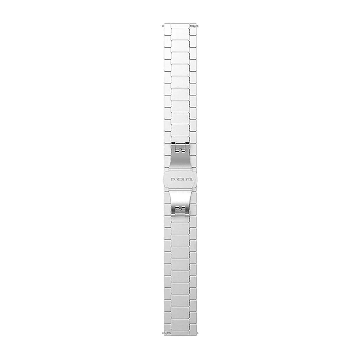 Metal Strap, silver, laid flat, joined, direct top view
