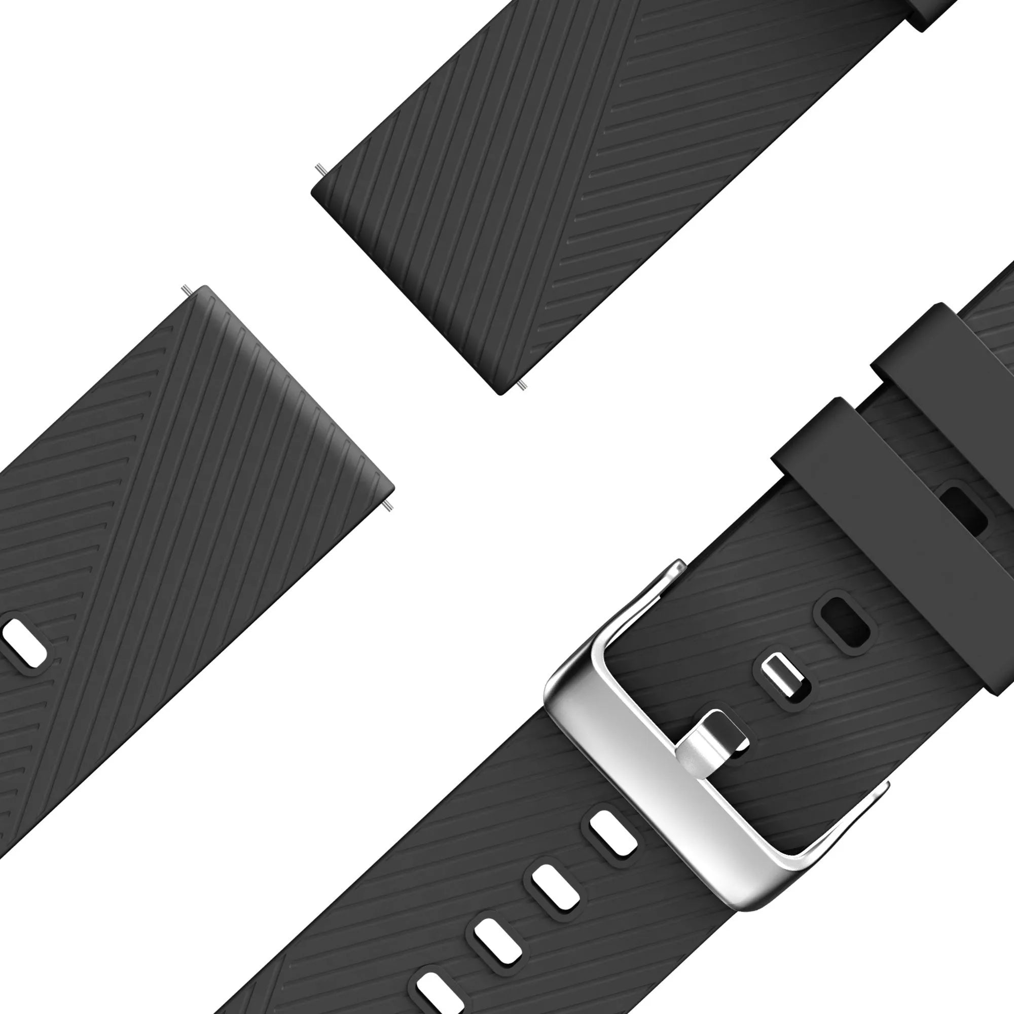 Silicone Strap 'Deluxe', laid flat, separate parts, top and underside view