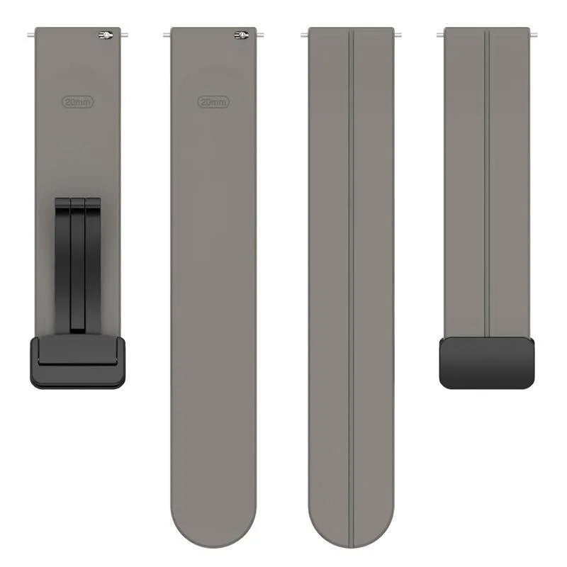 D-Buckle Silicone Strap, laid flat, separate parts, top and underside view