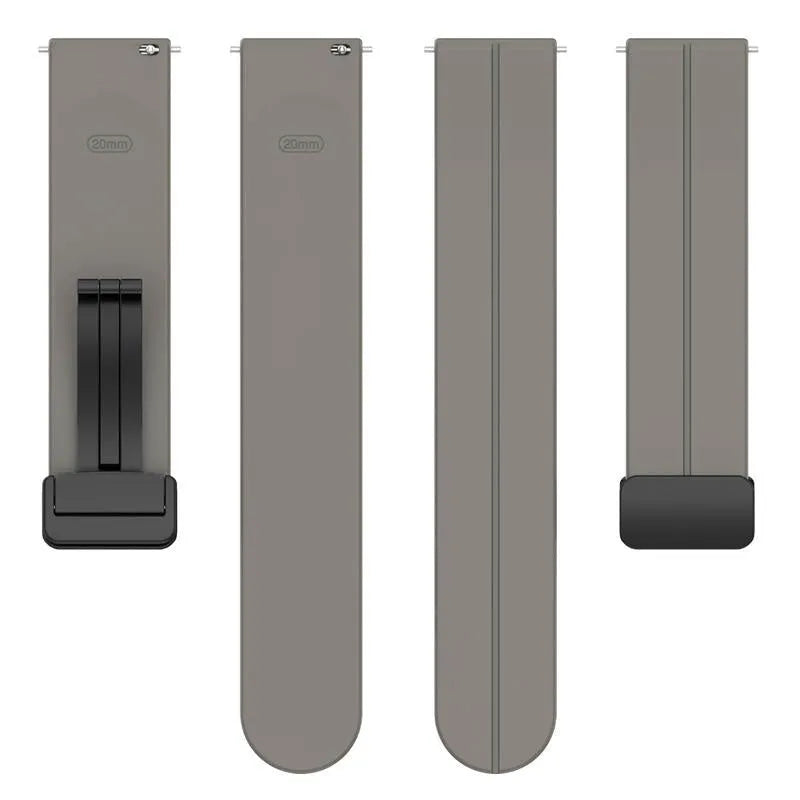 D-Buckle Silicone Strap, laid flat, separate parts, top and underside view