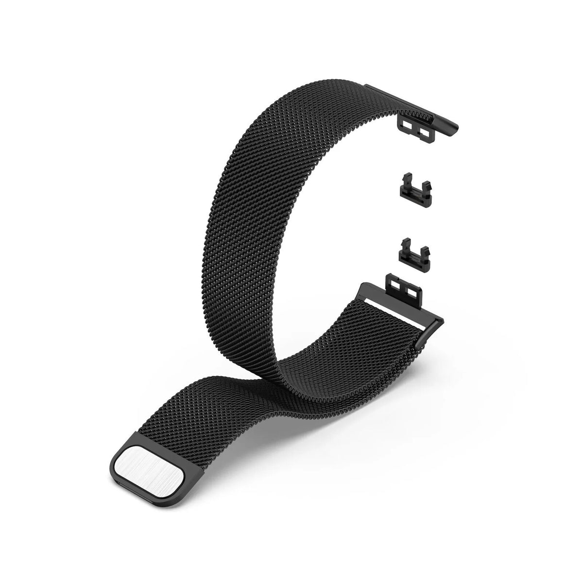 Milanese Strap, laid flat, separate parts, top and underside view
