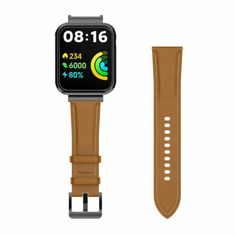 Leather Strap, laid flat, separate parts, top and underside view