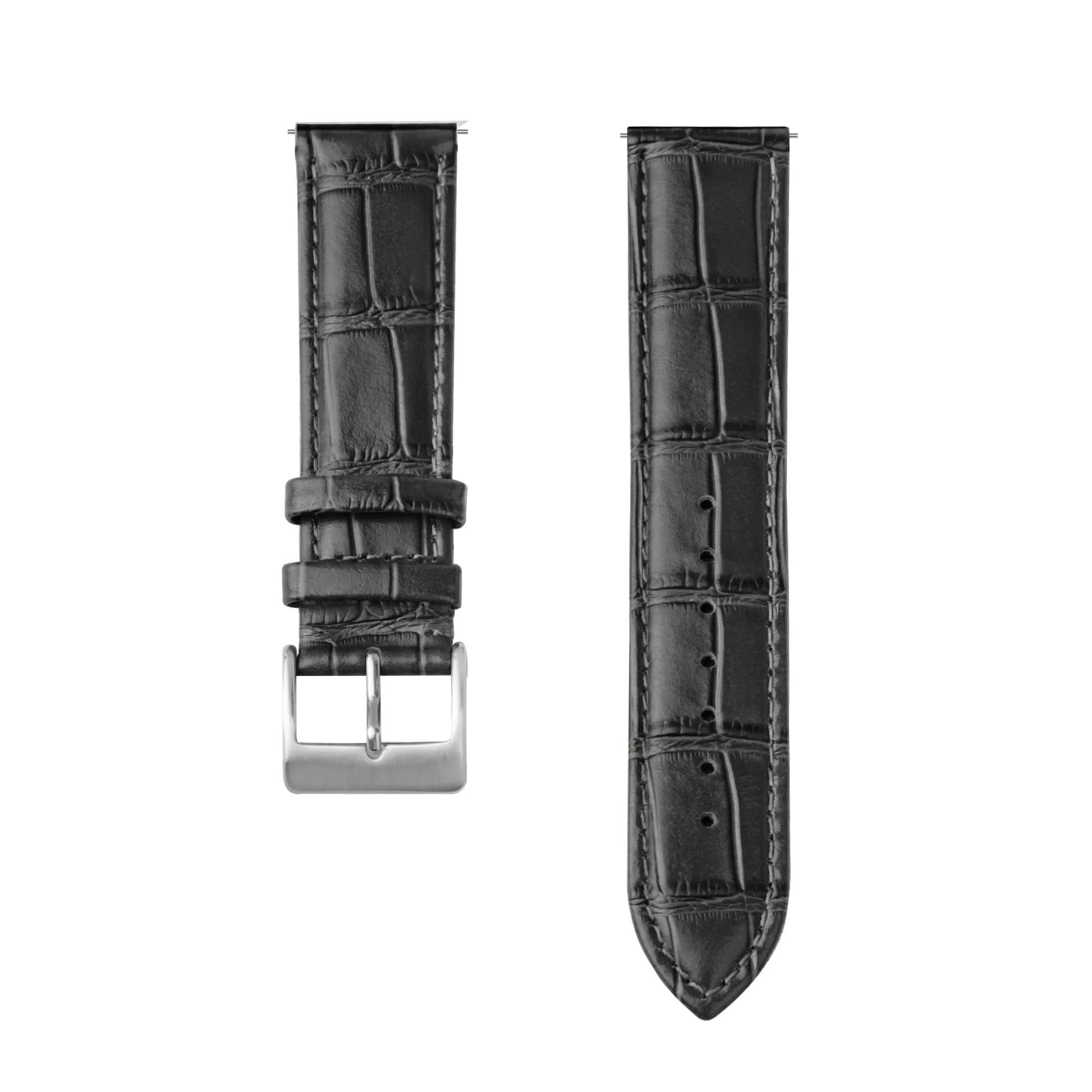 Oppo Watch S Gebürstetes Lederarmband Krokodilprägung (Schwarz)