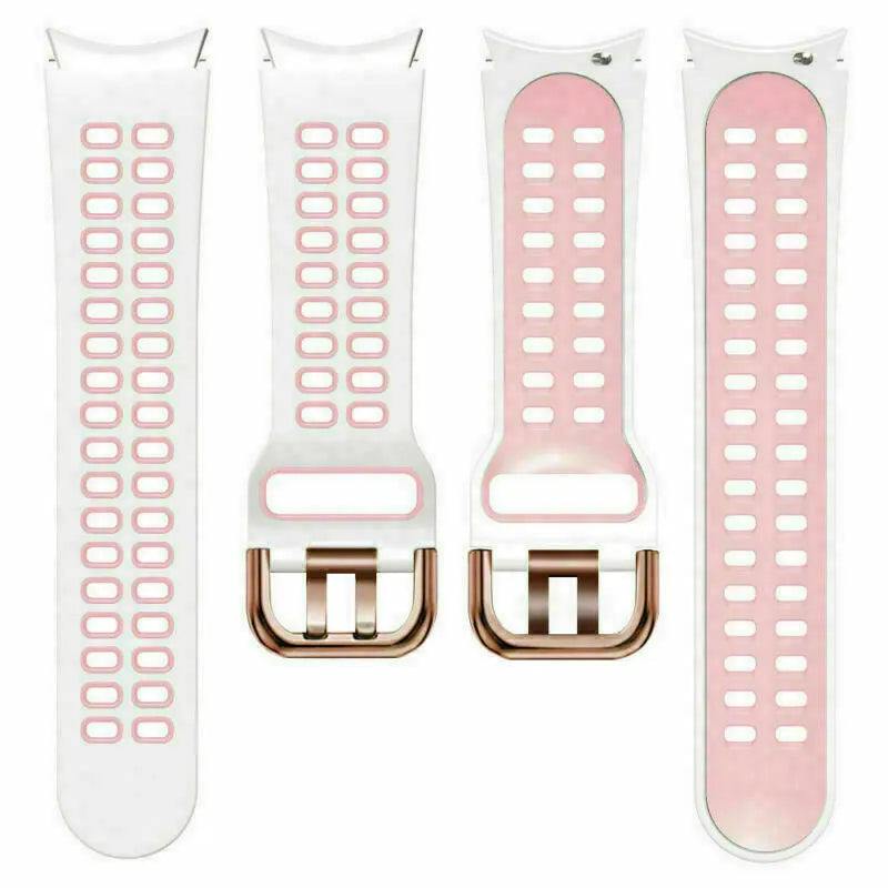 Silicone Squared Sport Strap, laid flat, separate parts, top and underside view