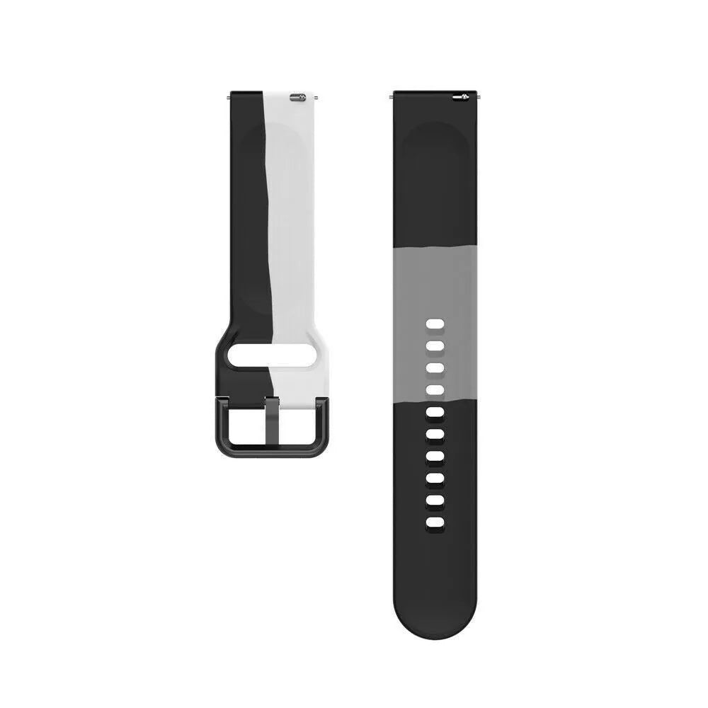 Silicone Triple Sport Strap, laid flat, separate parts, top and underside view