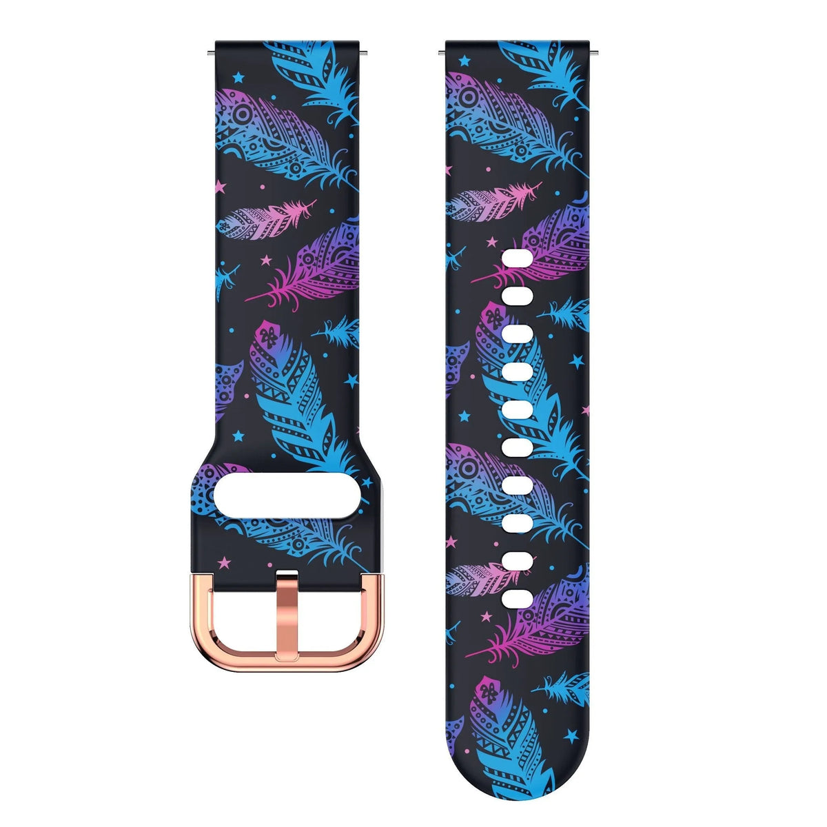 Print Silicone Strap, laid flat, separate parts, top and underside view